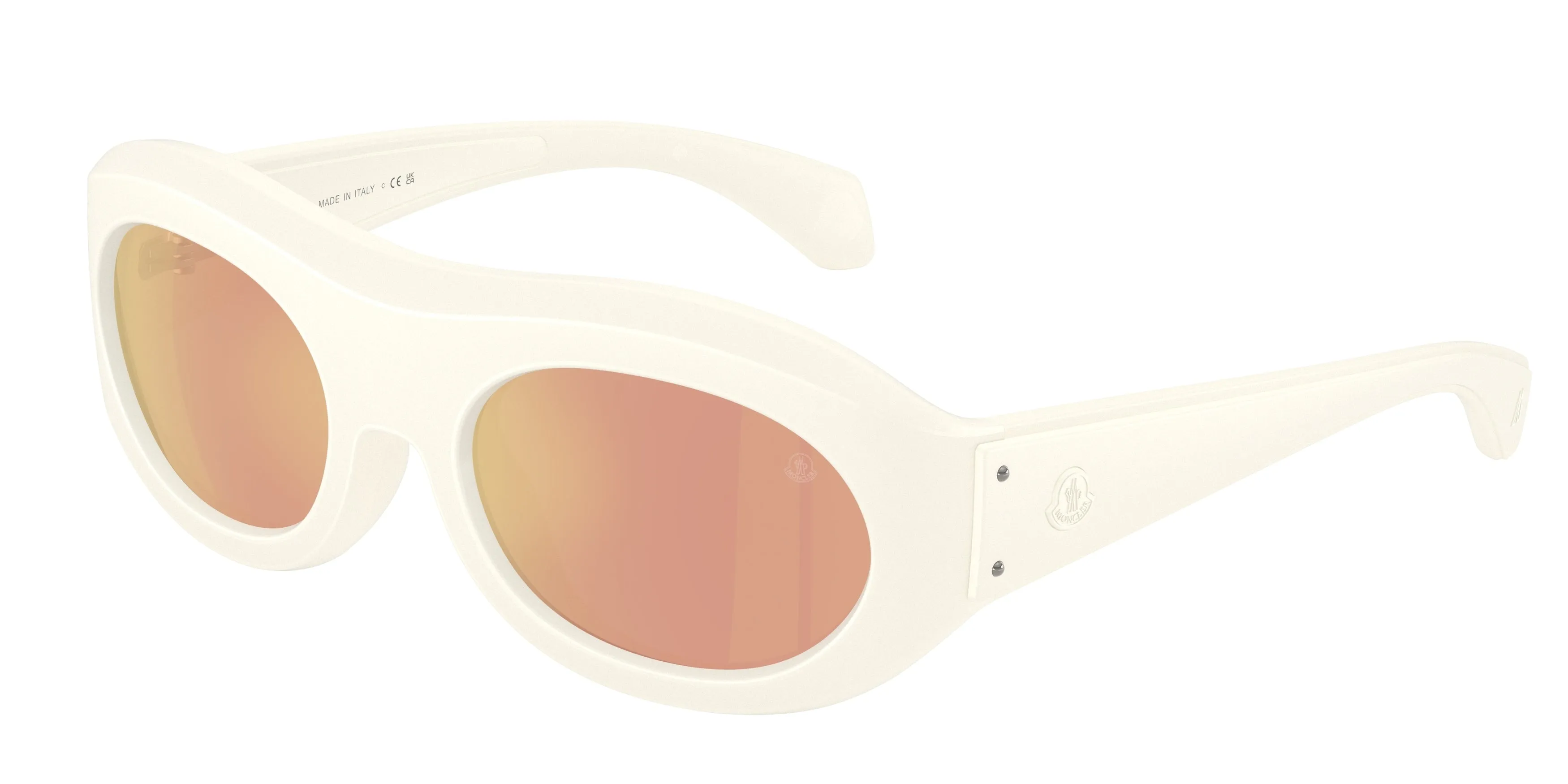 Moncler ME8015U RAMILLON 50367J Occhiali da sole Iniettato Bianco Marrone Rotonda Specchiate - immagine 1