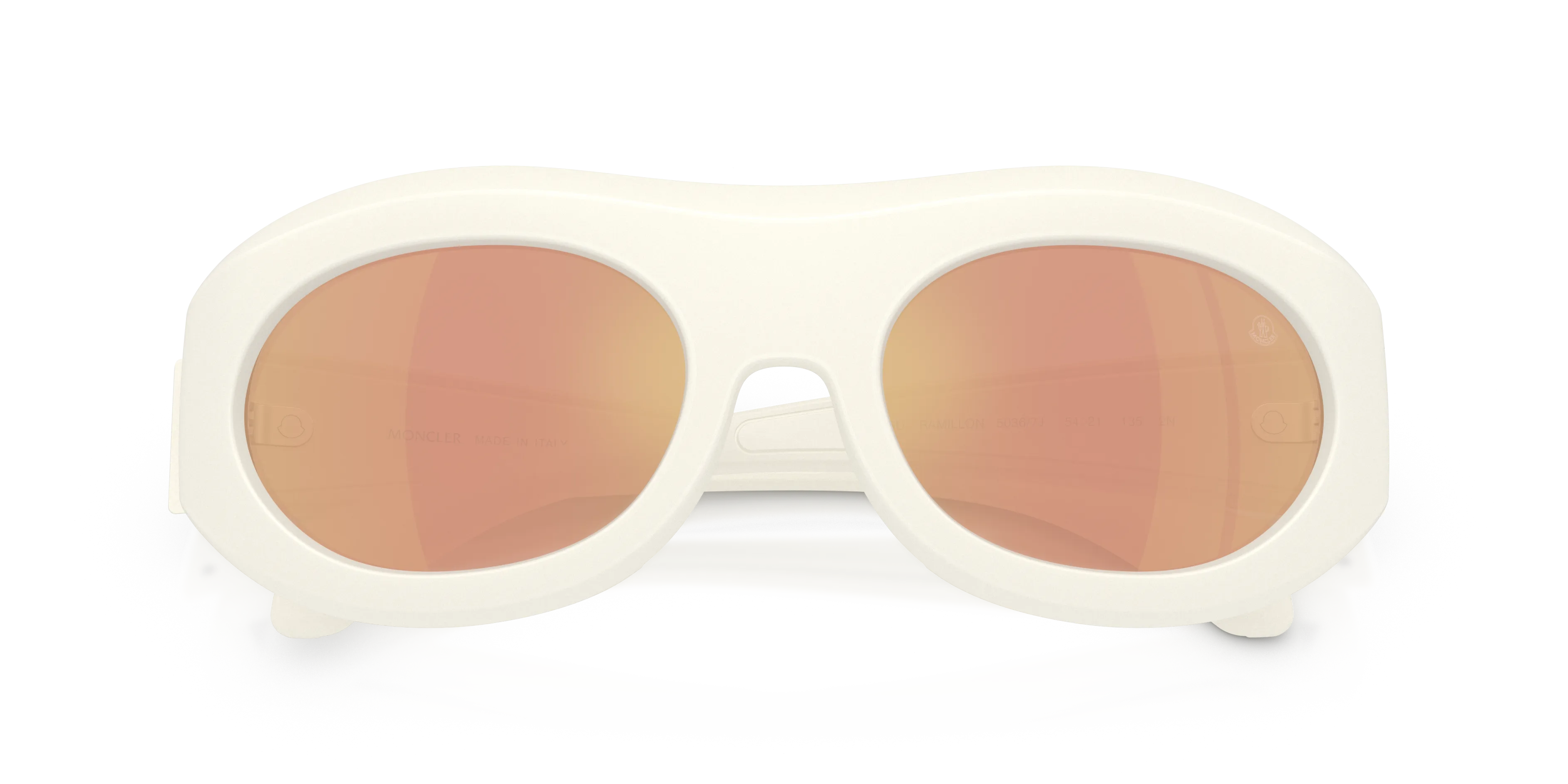 Moncler ME8015U RAMILLON 50367J Occhiali da sole Iniettato Bianco Marrone Rotonda Specchiate - immagine 2