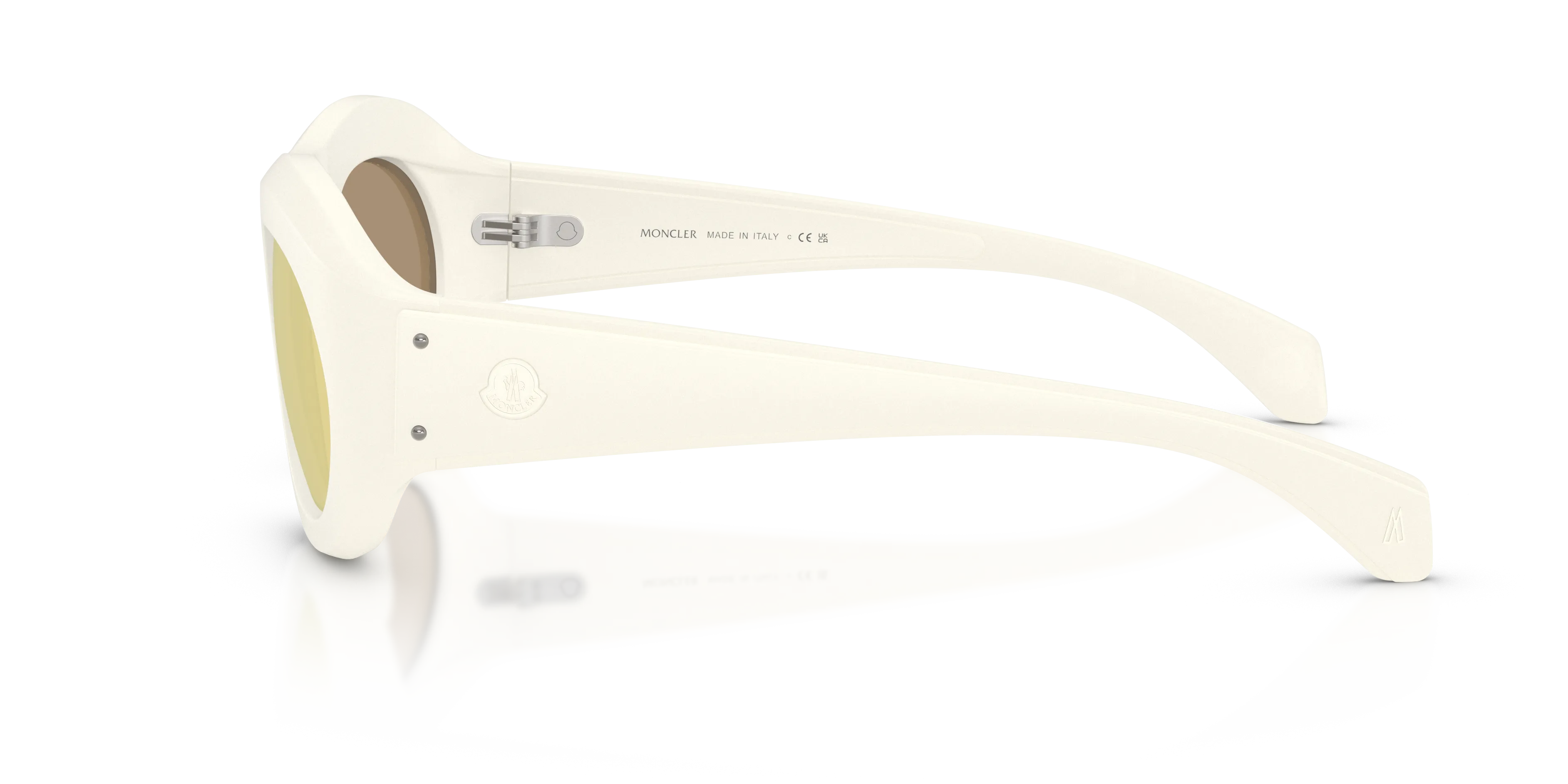 Moncler ME8015U RAMILLON 50367J Occhiali da sole Iniettato Bianco Marrone Rotonda Specchiate - immagine 4