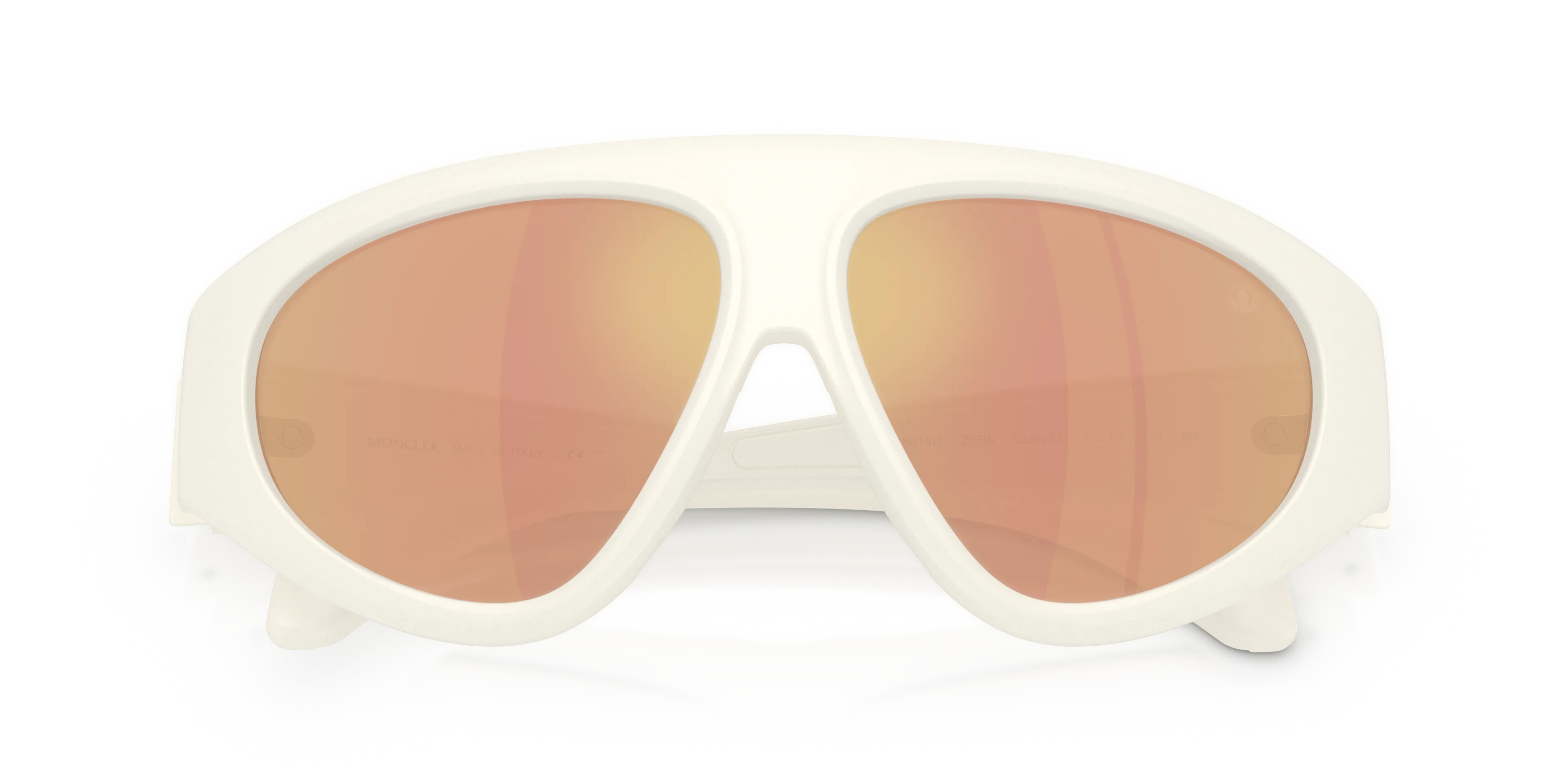 Moncler ME8014U ZYRA 50367J Occhiali da sole Iniettato Bianco Marrone Pilot Specchiate - immagine 2