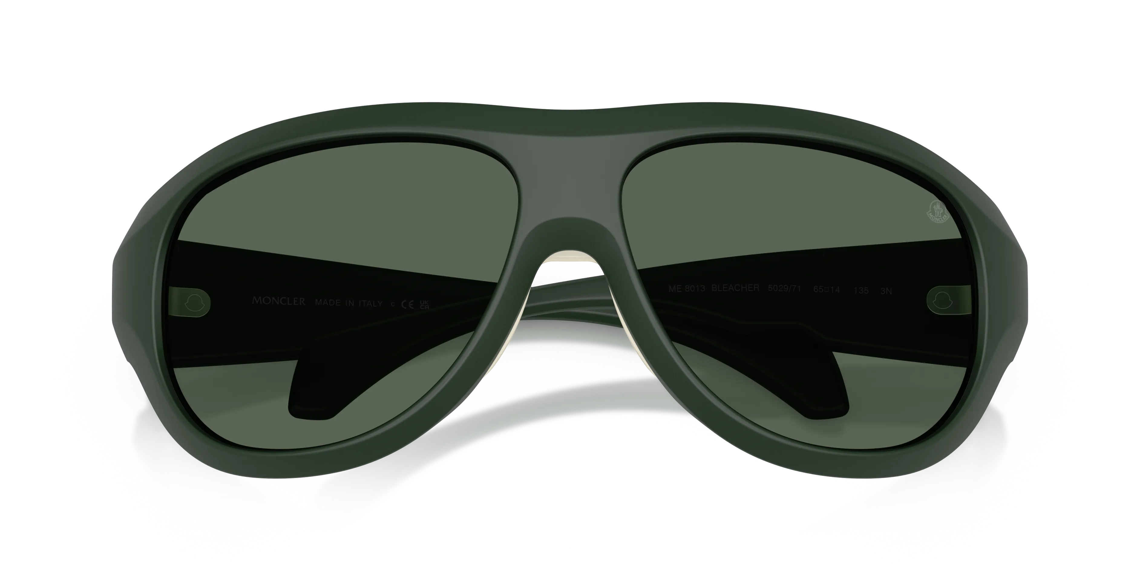 Moncler ME8013 BLEACHER 502971 Occhiali da sole Iniettato Verde Verde Rotonda Normale - immagine 2