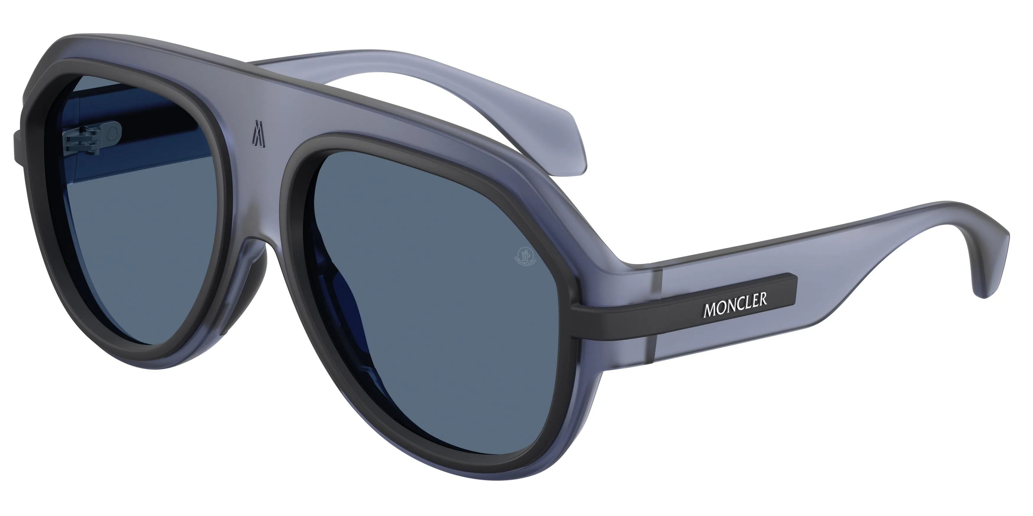 Moncler ME8012U FYNDER 502480 Occhiali da sole Iniettato Blu Azzurro Pilot Normale - immagine 1