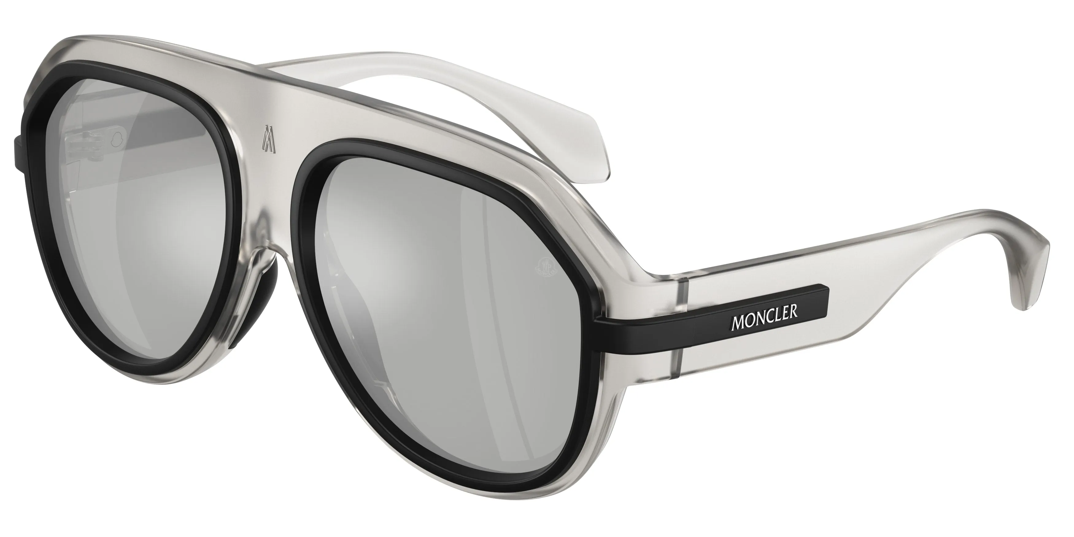 Moncler ME8012U FYNDER 50078V Occhiali da sole Iniettato Grigio Argento Pilot Normale - immagine 1