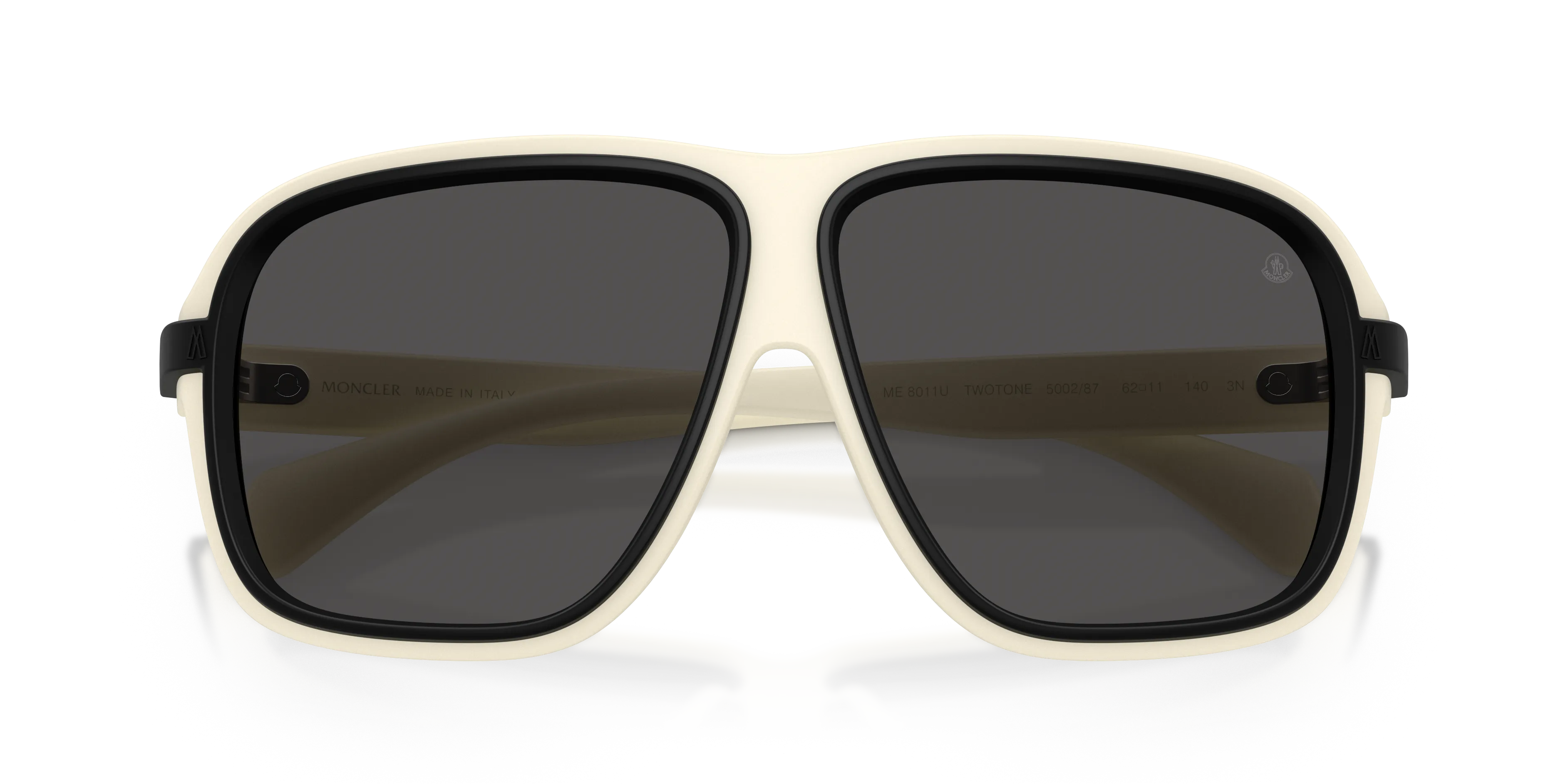Moncler ME8011U TWOTONE 500287 Occhiali da sole Iniettato Bianco Grigio Squadrata Normale - immagine 2