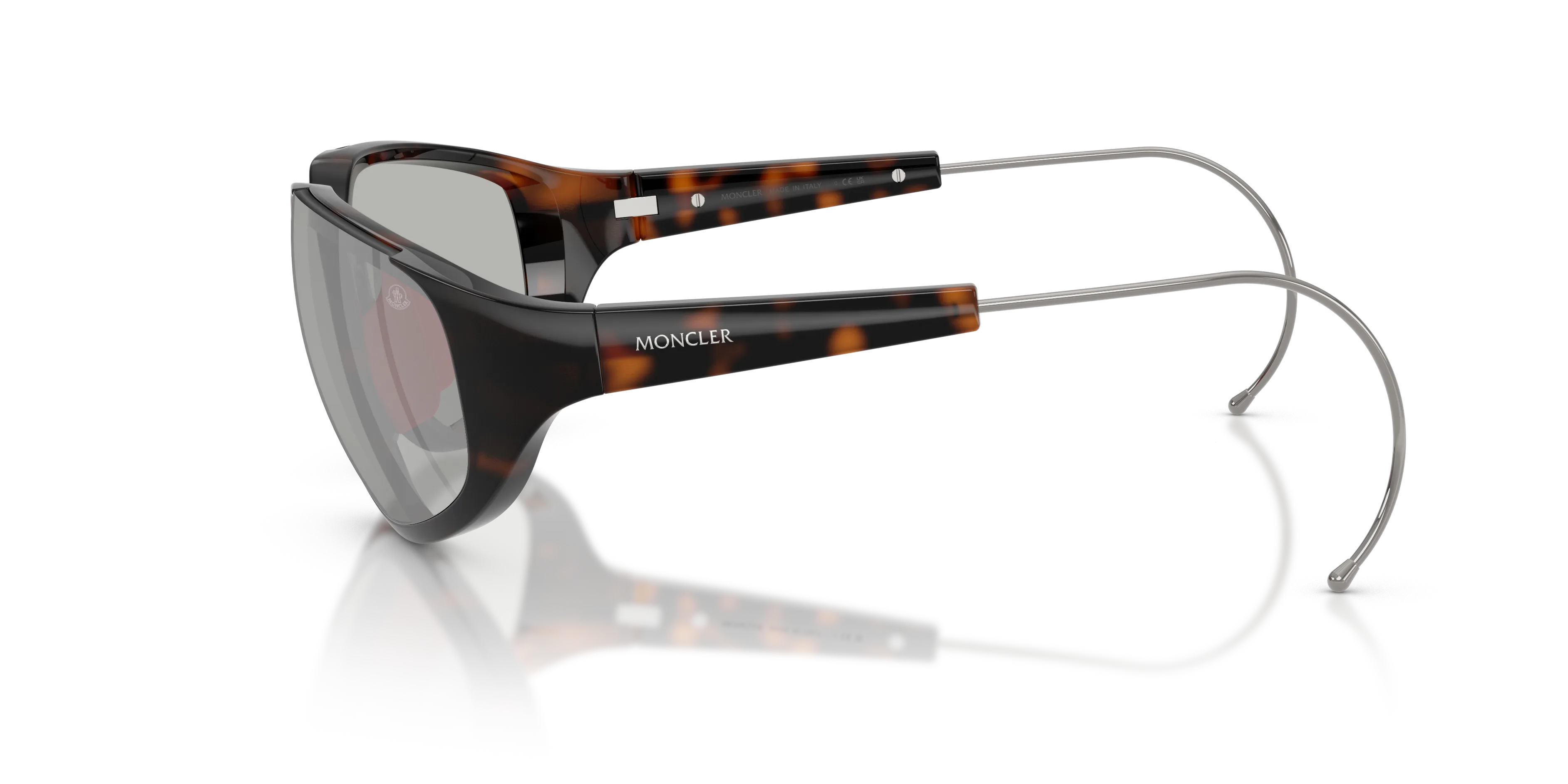 Moncler ME8008 LASZER 50218V Occhiali da sole Iniettato Tartaruga Argento Geometrica Normale - immagine 4