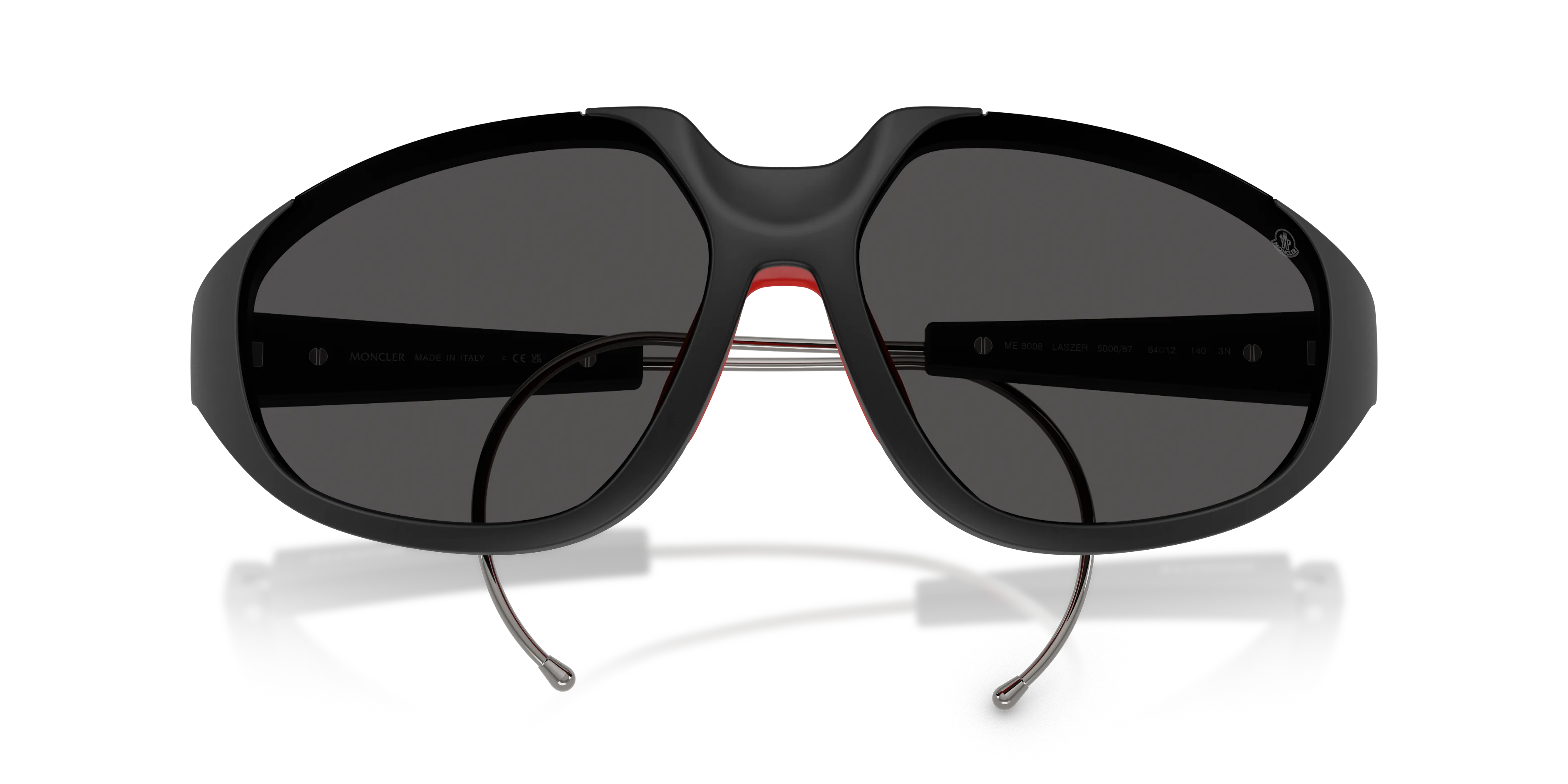 Moncler ME8008 LASZER 500687 Occhiali da sole Iniettato Nero Grigio Geometrica Normale - immagine 2