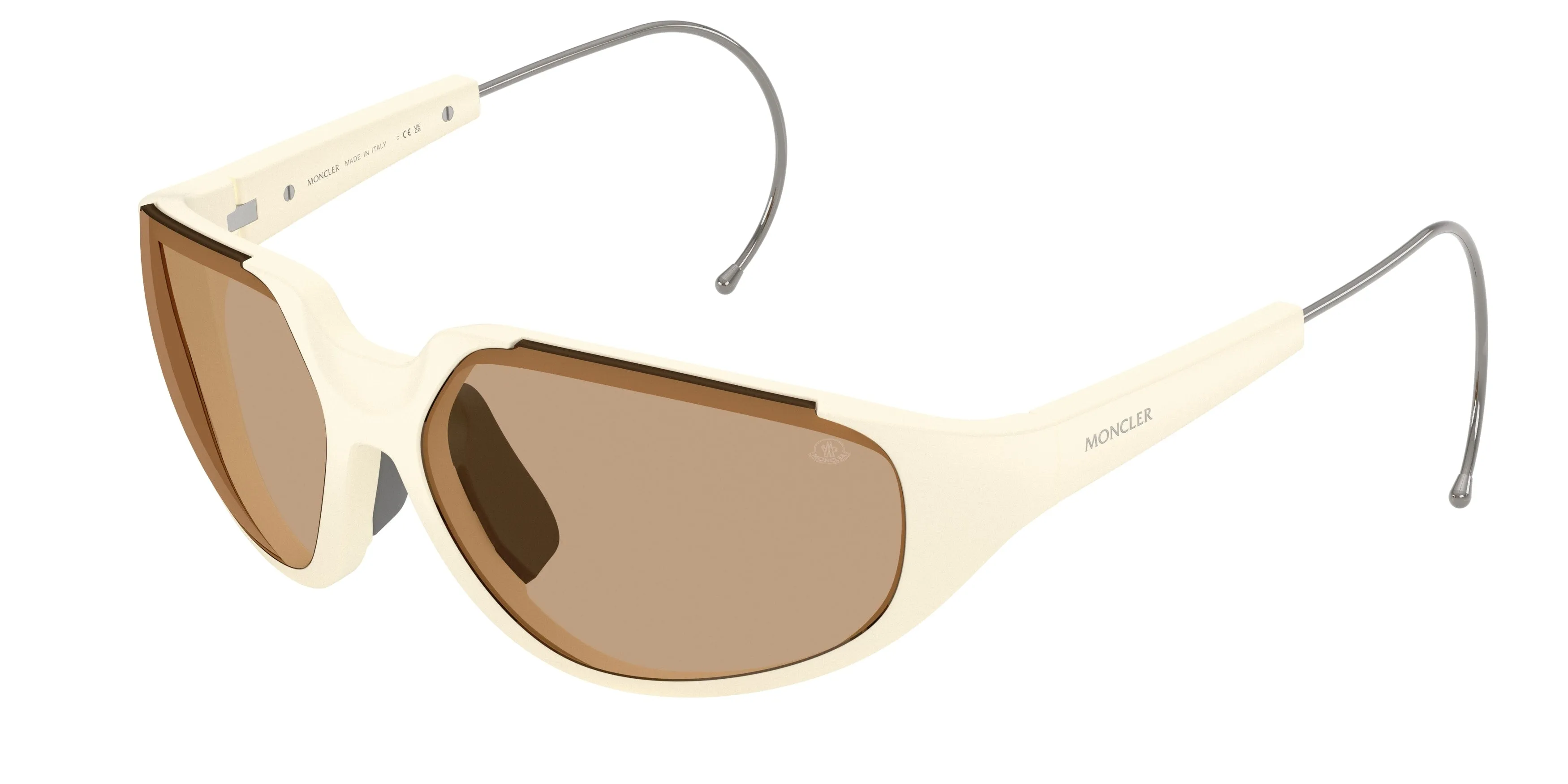 Moncler ME8008 LASZER 500263 Occhiali da sole Iniettato Bianco Marrone Geometrica Normale - immagine 1