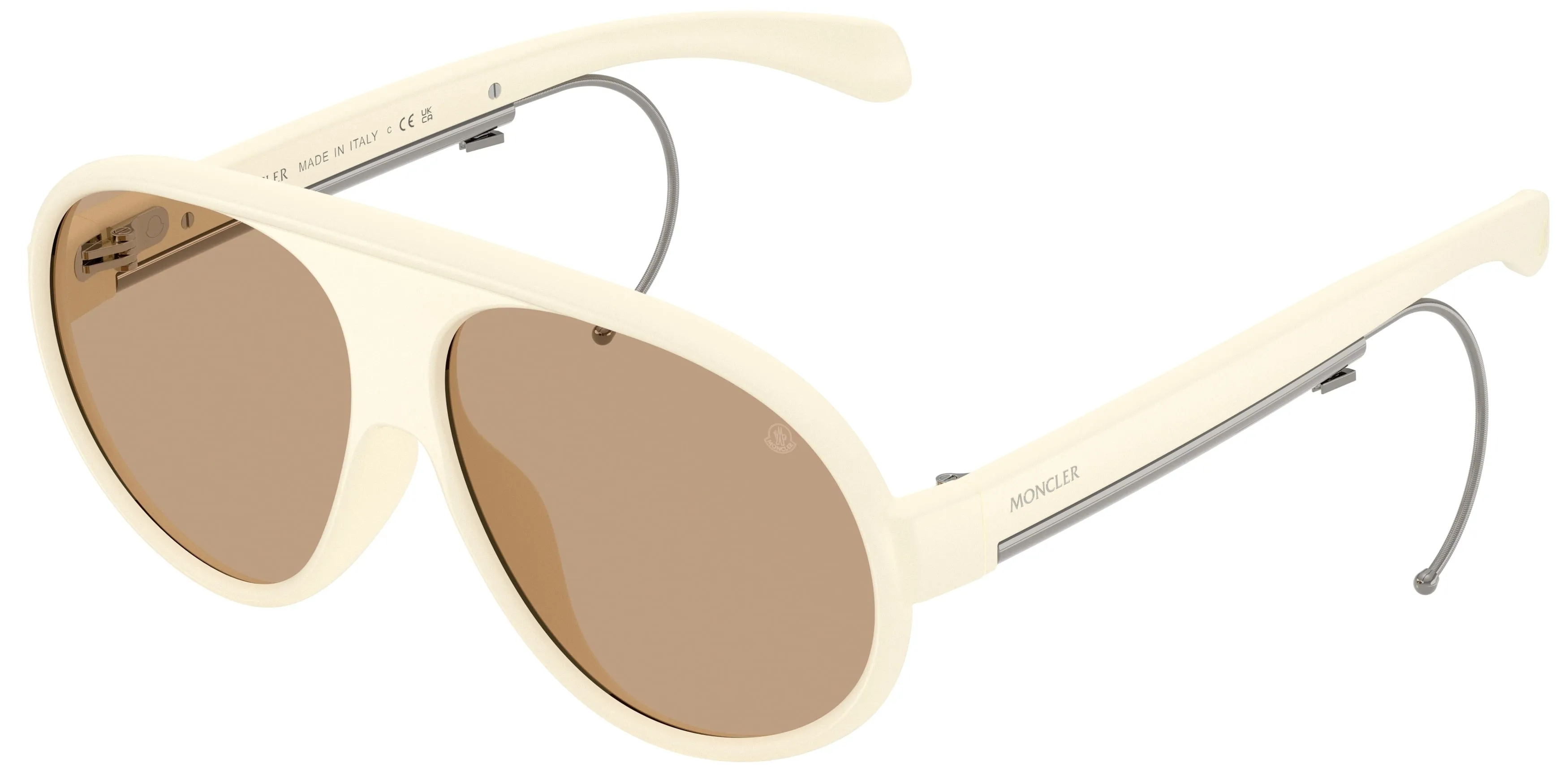 Moncler ME8007U VANTAJ 500263 Occhiali da sole Iniettato Bianco Marrone Pilot Normale - immagine 1