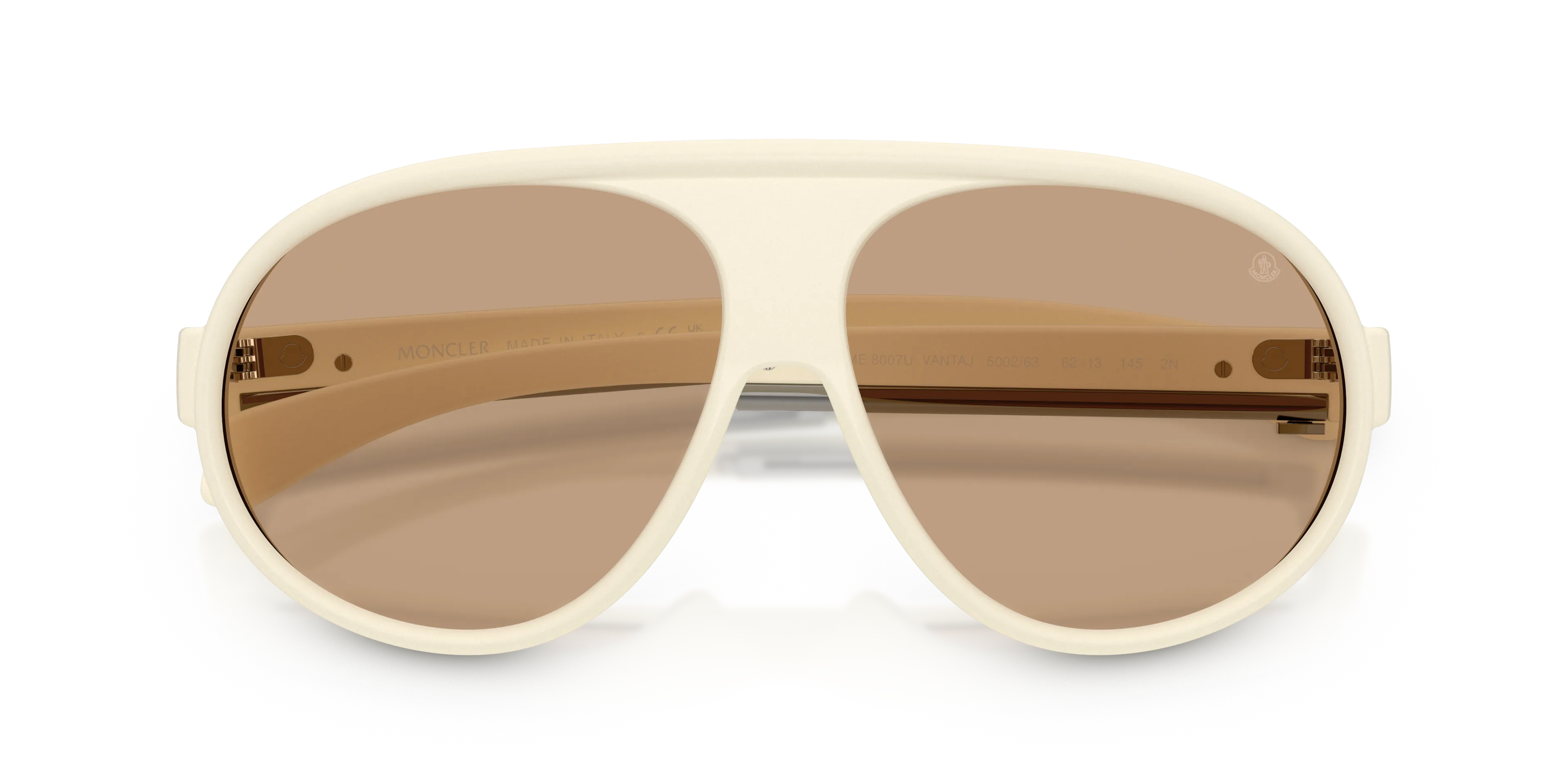 Moncler ME8007U VANTAJ 500263 Occhiali da sole Iniettato Bianco Marrone Pilot Normale - immagine 2