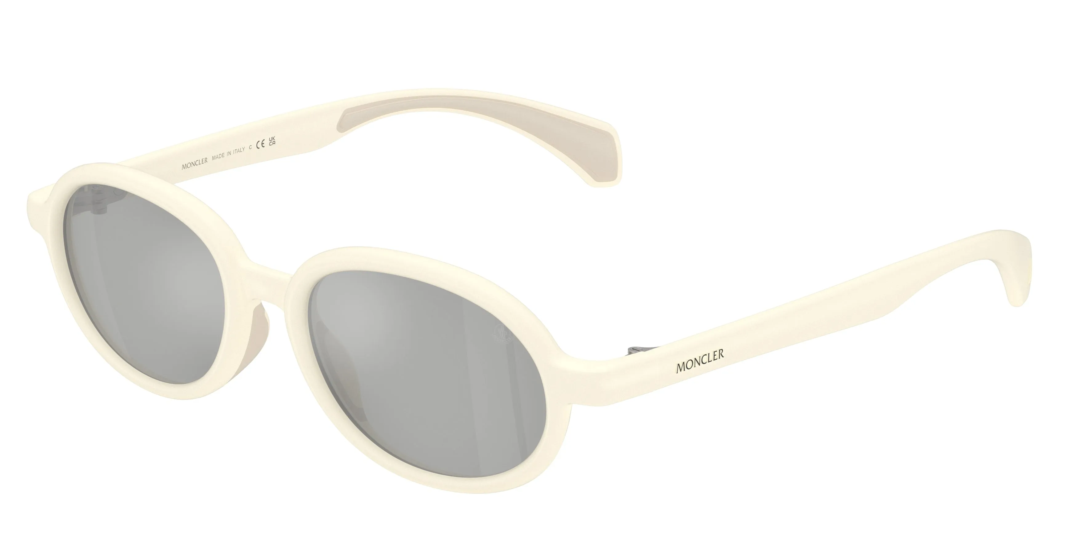 Moncler ME8006 CAPRICE 50028V Occhiali da sole Iniettato Bianco Grigio Rotonda Specchiate - immagine 1