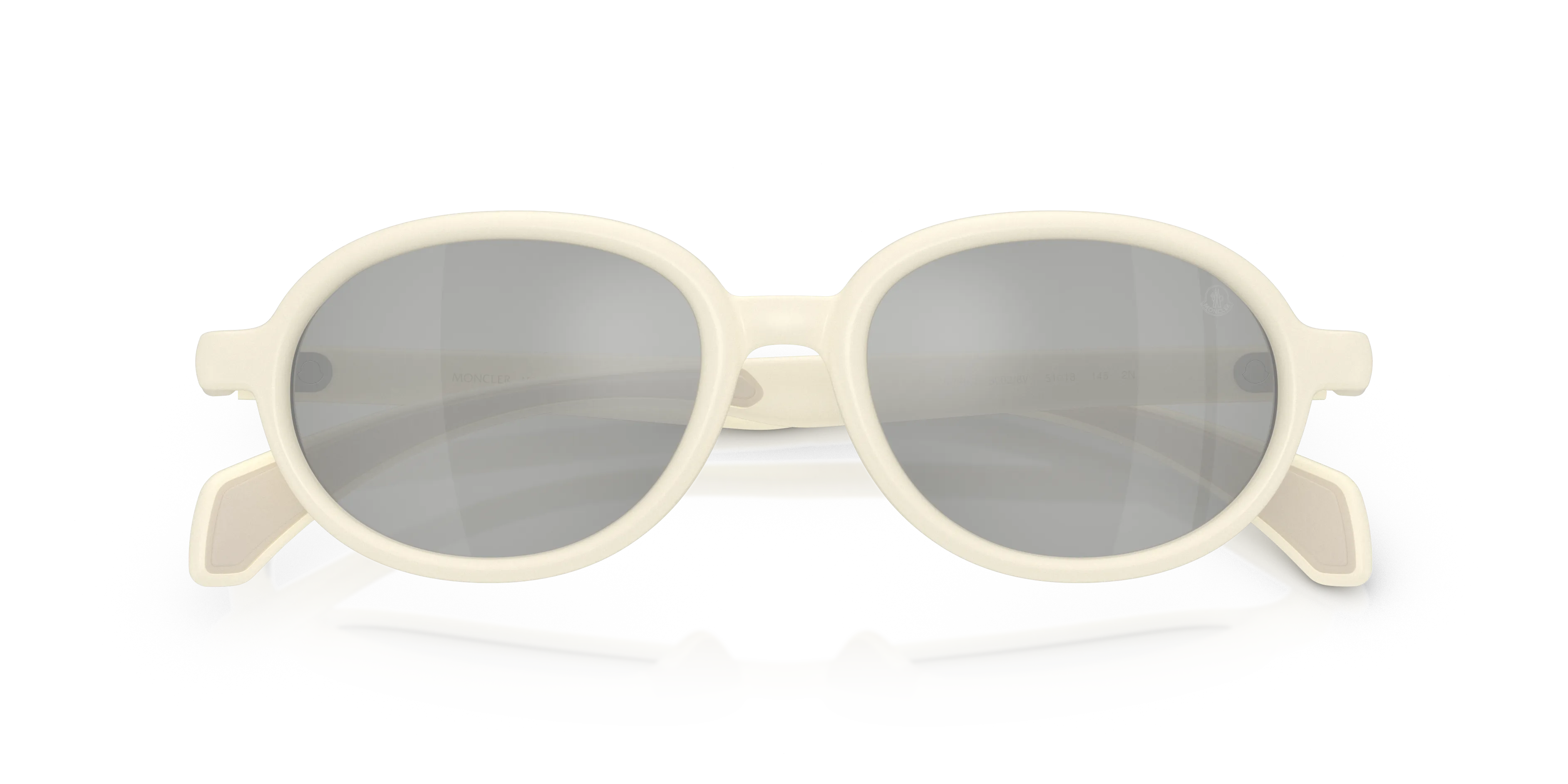 Moncler ME8006 CAPRICE 50028V Occhiali da sole Iniettato Bianco Grigio Rotonda Specchiate - immagine 2