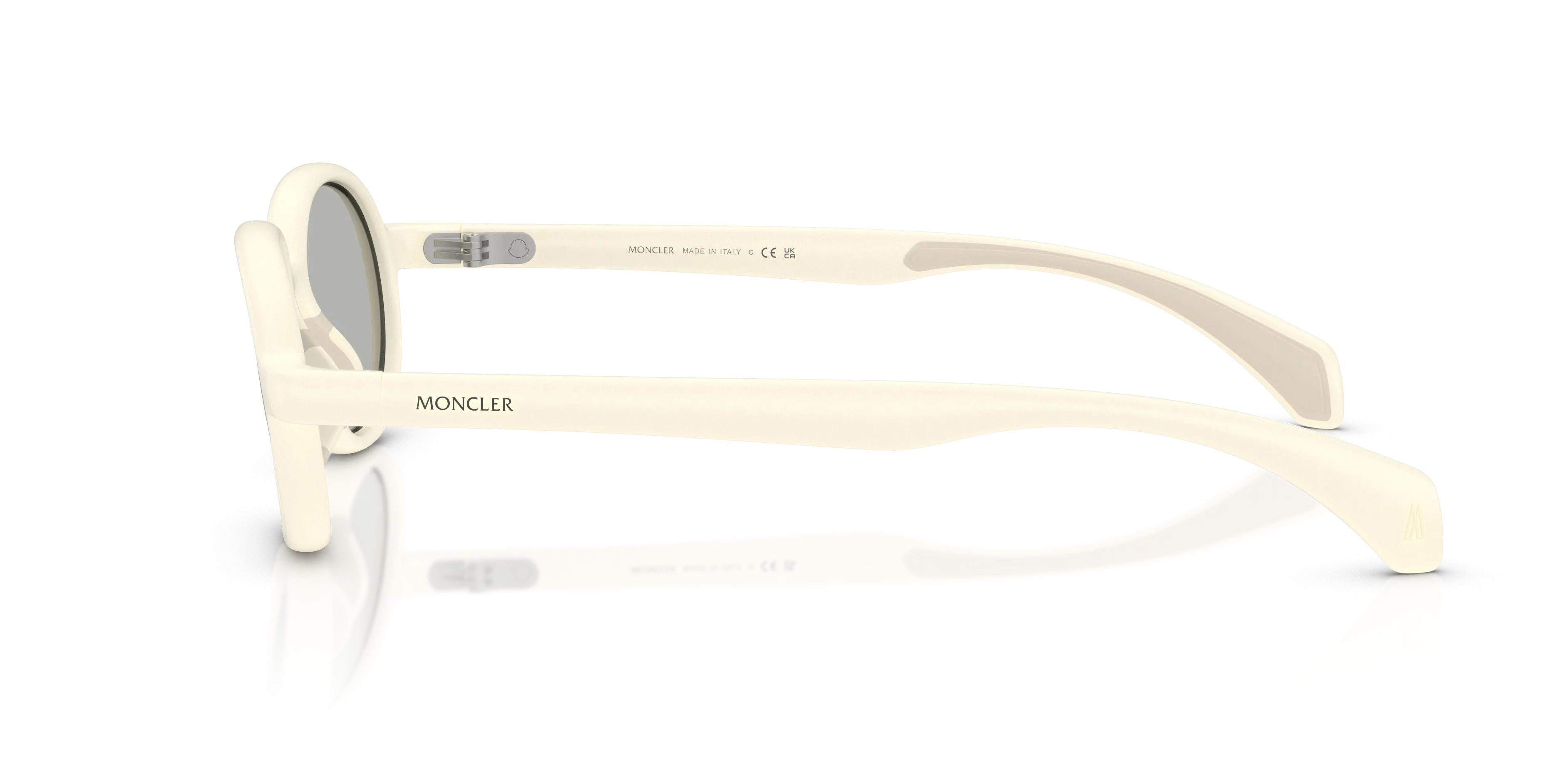 Moncler ME8006 CAPRICE 50028V Occhiali da sole Iniettato Bianco Grigio Rotonda Specchiate - immagine 4