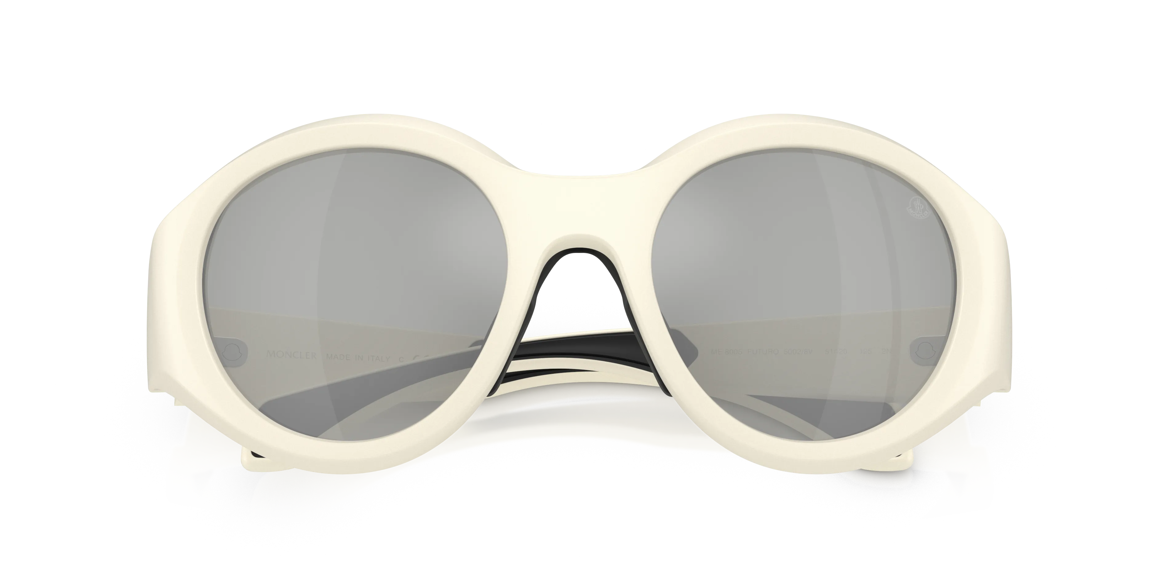 Moncler ME8005 FUTURO 50028V Occhiali da sole Iniettato Bianco Grigio Rotonda Specchiate - immagine 2