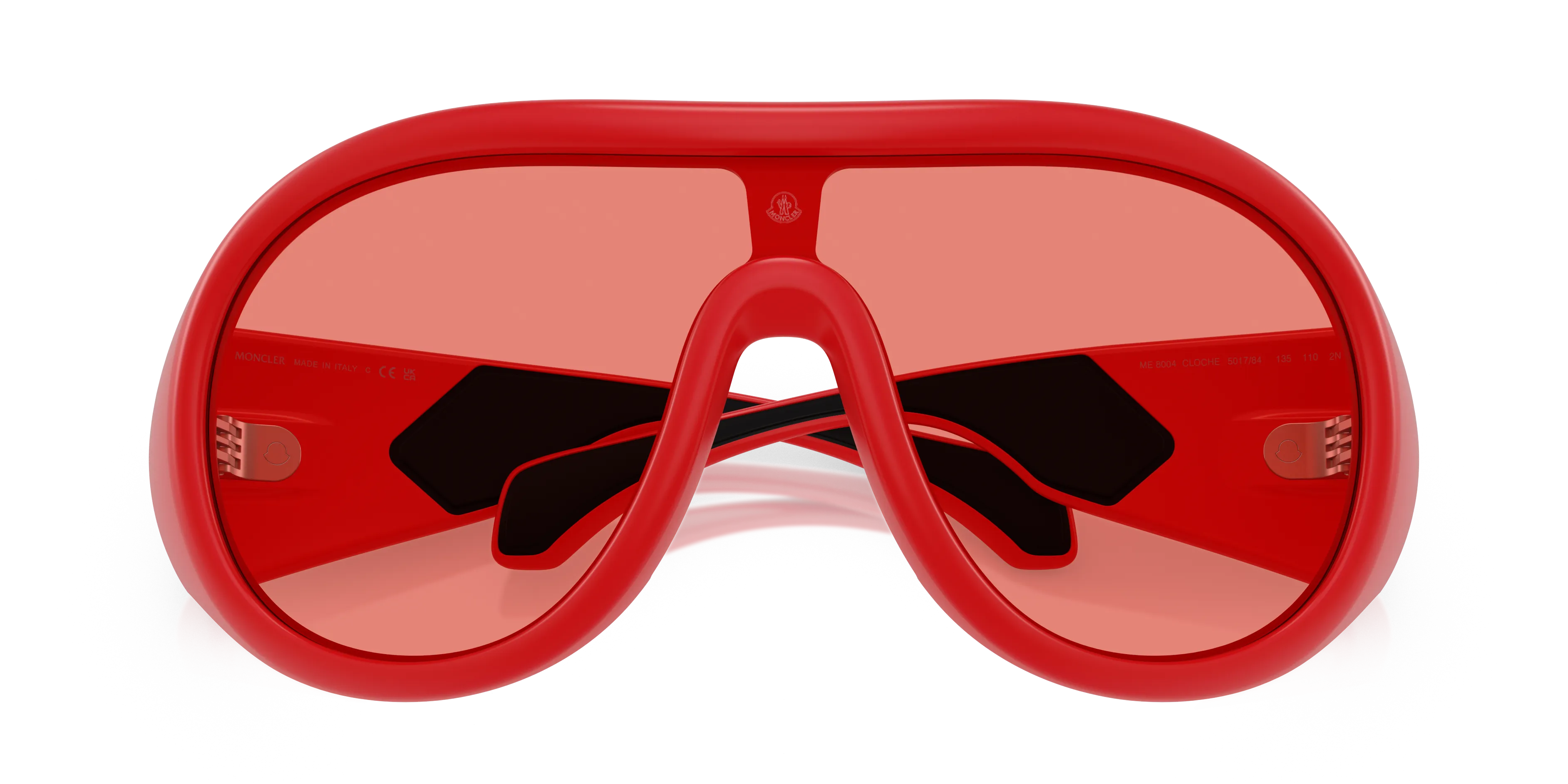Moncler ME8004 CLOCHE 501784 Occhiali da sole Iniettato Rosso Rosso Pilot Normale - immagine 2