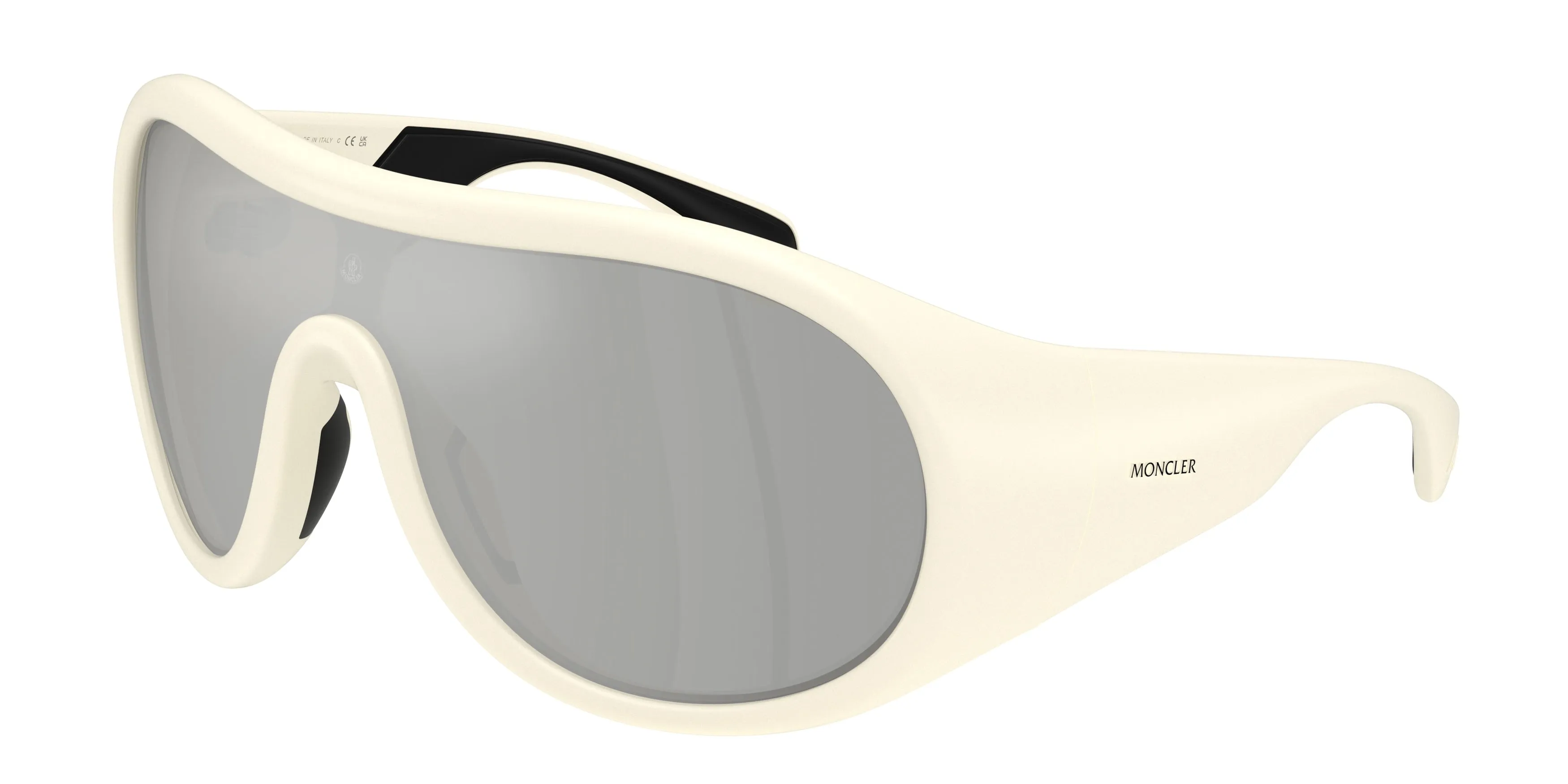 Moncler ME8004 CLOCHE 50028V Occhiali da sole Iniettato Bianco Grigio Pilot Specchiate - immagine 1