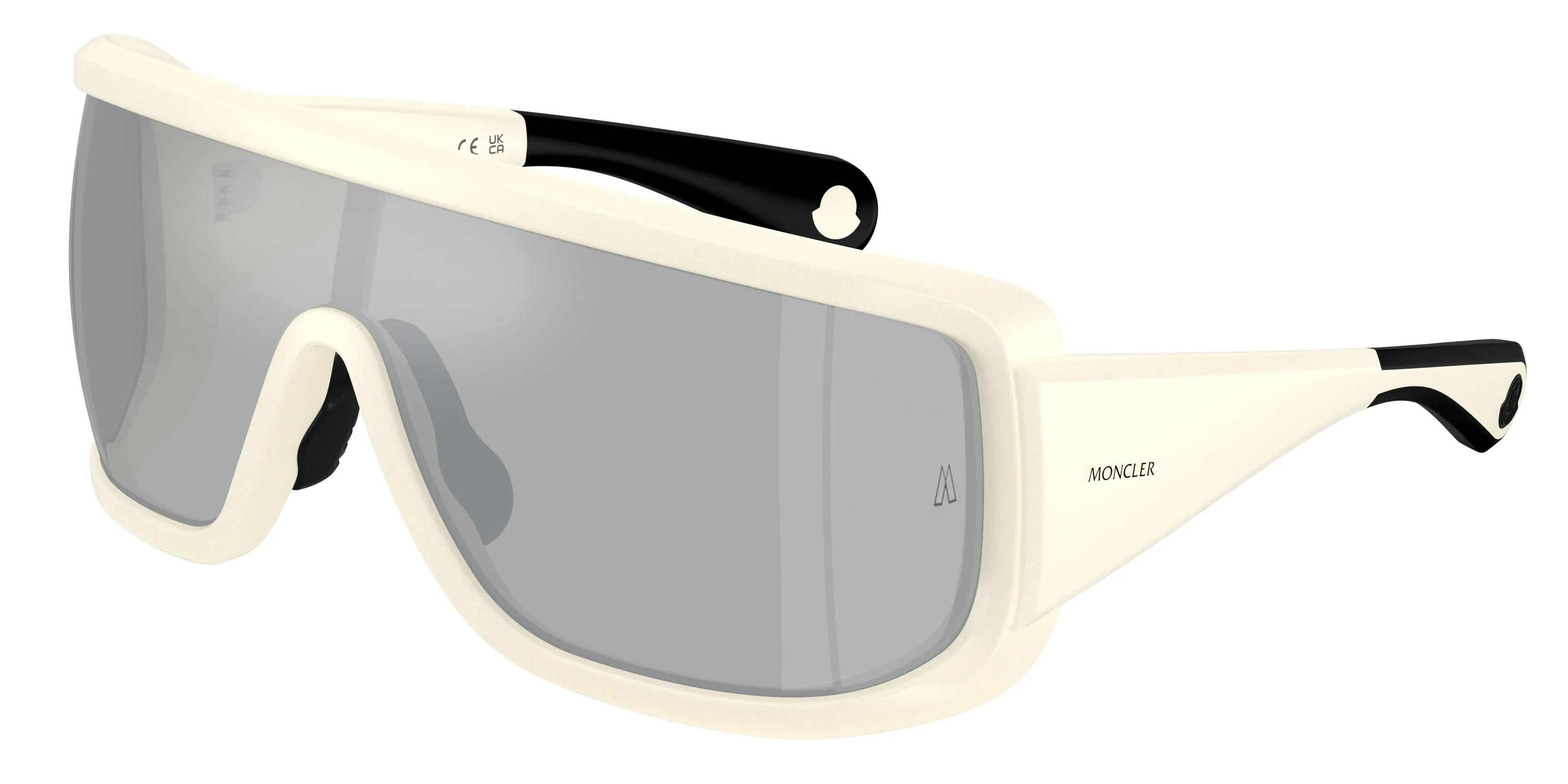 Moncler ME8003 SNOWSEEKER 50026G Occhiali da sole Iniettato Bianco Grigio Squadrata Specchiate - immagine 1