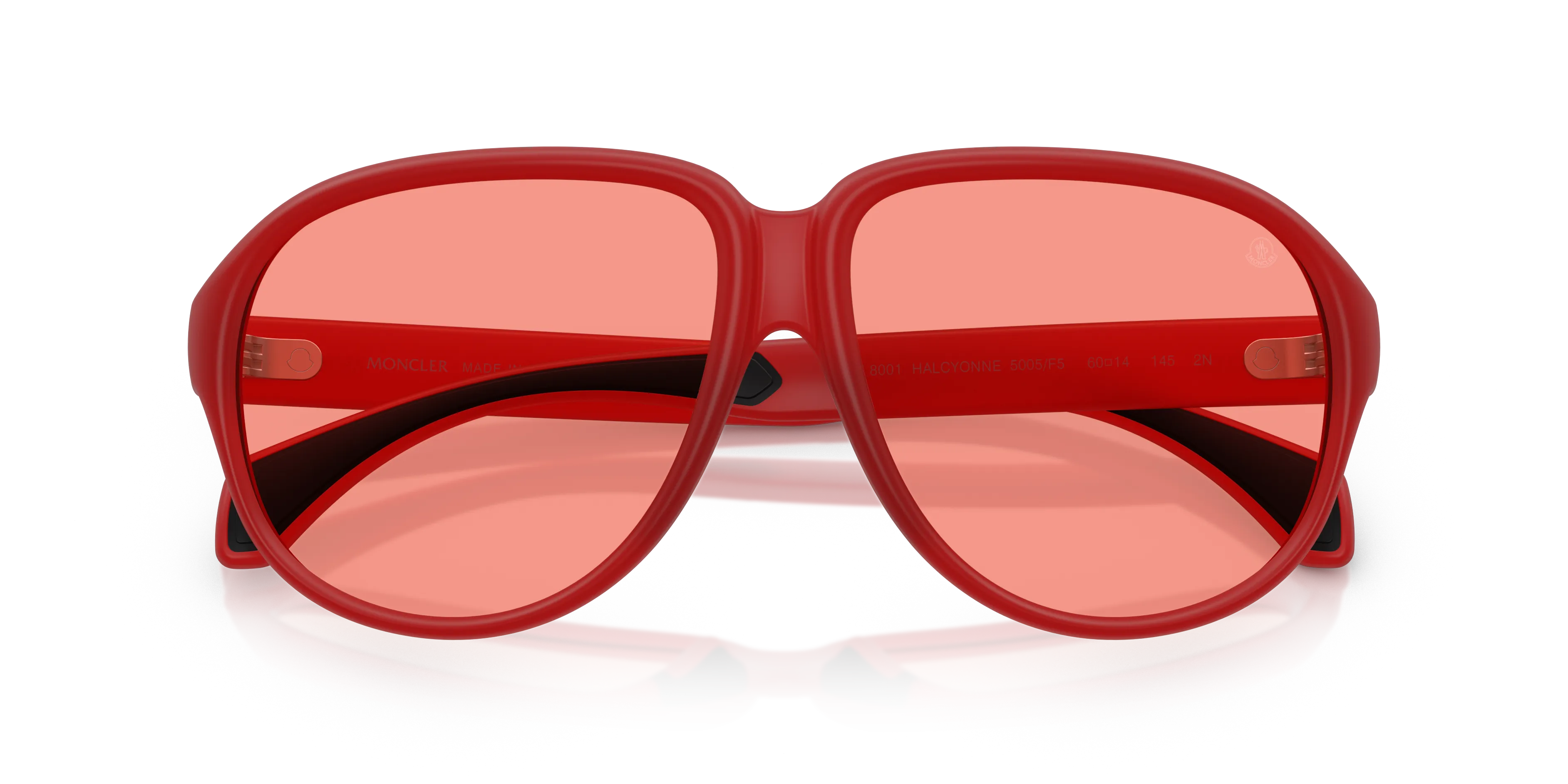 Moncler ME8001 HALCYONNE 5005F5 Occhiali da sole Iniettato Rosso Rosa Pilot Normale - immagine 2