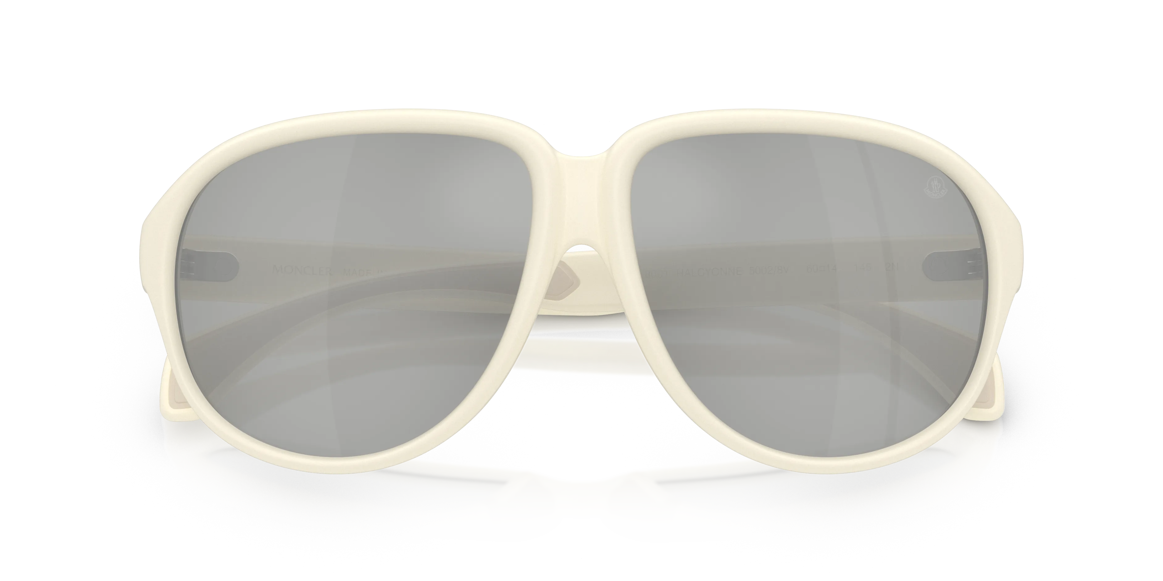 Moncler ME8001 HALCYONNE 50028V Occhiali da sole Iniettato Bianco Grigio Pilot Specchiate - immagine 2
