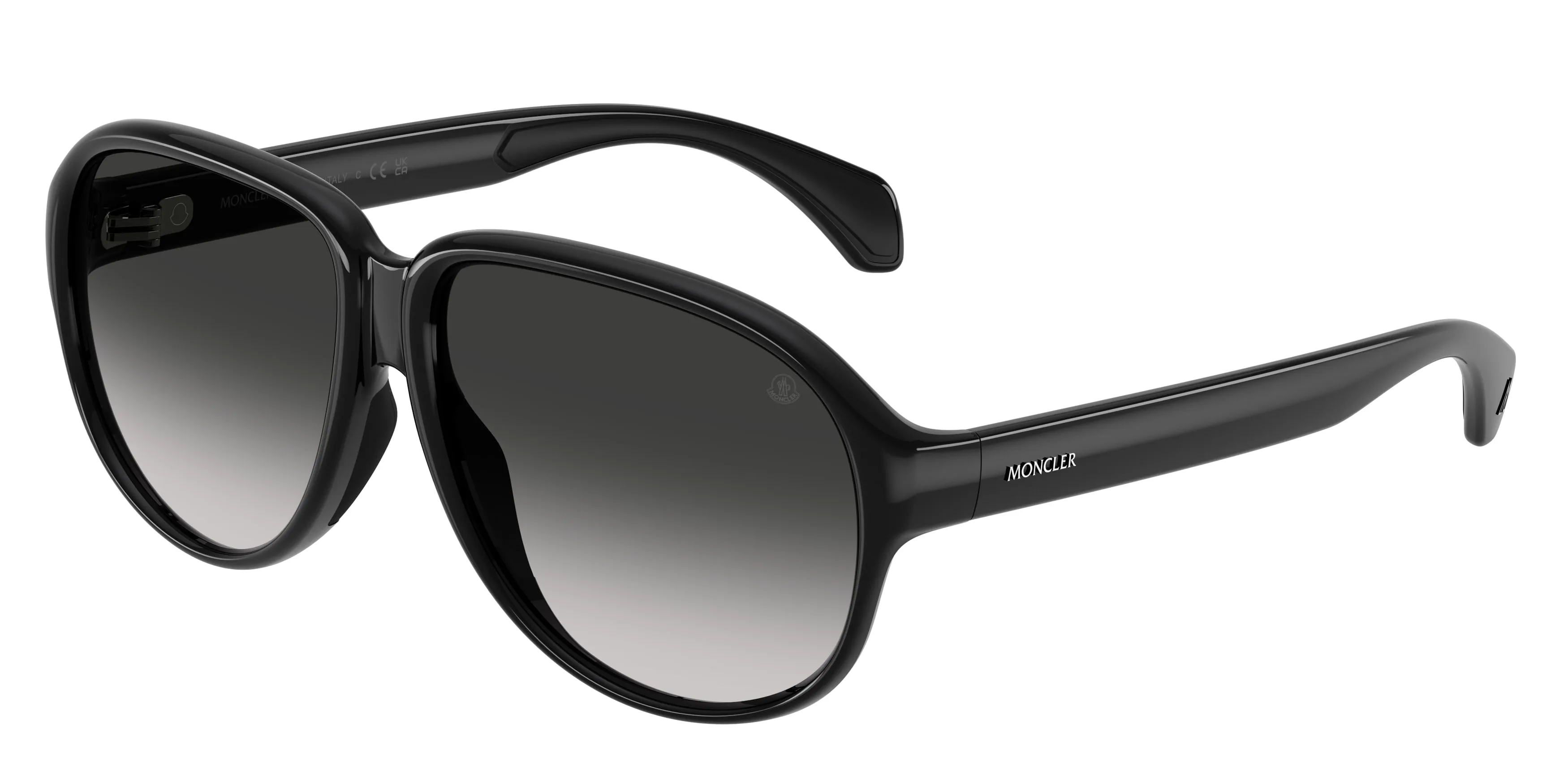 Moncler ME8001 HALCYONNE 50013C Occhiali da sole Iniettato Nero Grigio Pilot Normale Sfumato - immagine 1