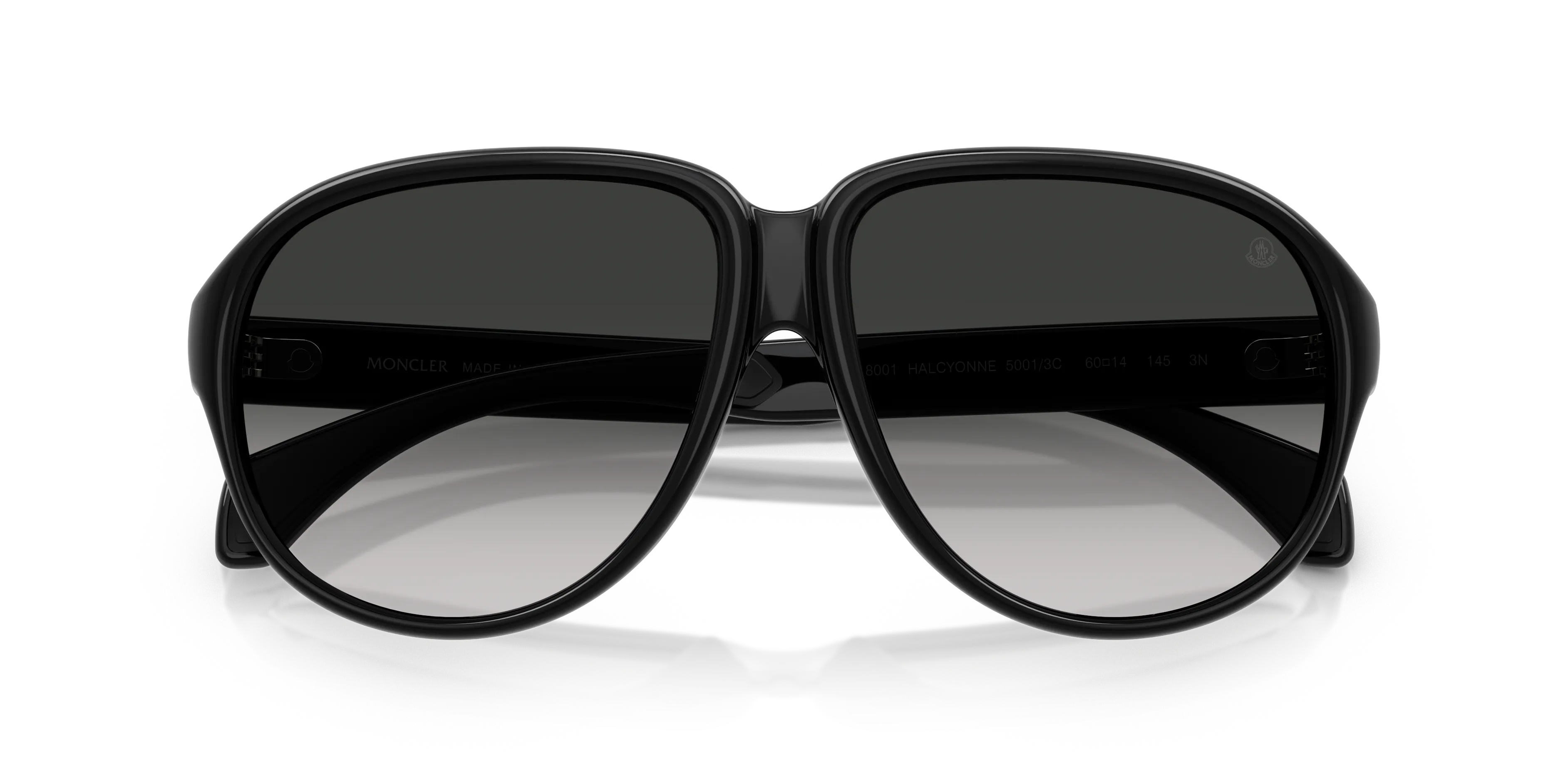 Moncler ME8001 HALCYONNE 50013C Occhiali da sole Iniettato Nero Grigio Pilot Normale Sfumato - immagine 2