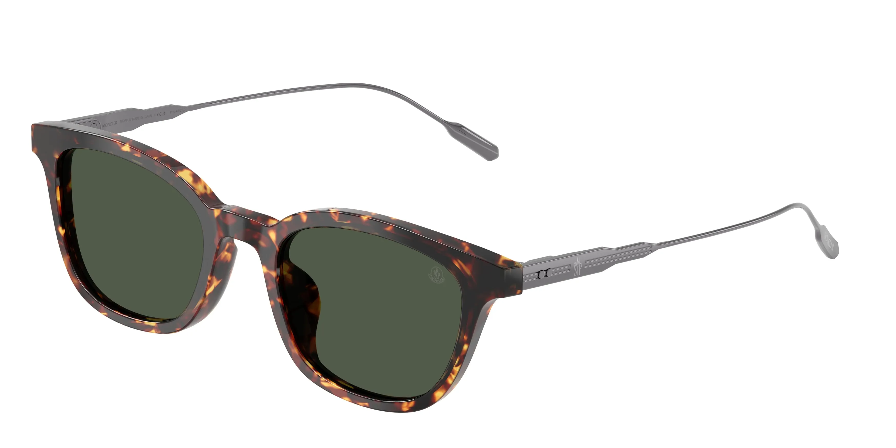 Moncler ME6027D LENTIS 30389A Occhiali da sole Acetato Marrone Verde Pantos Polarizzata - immagine 1