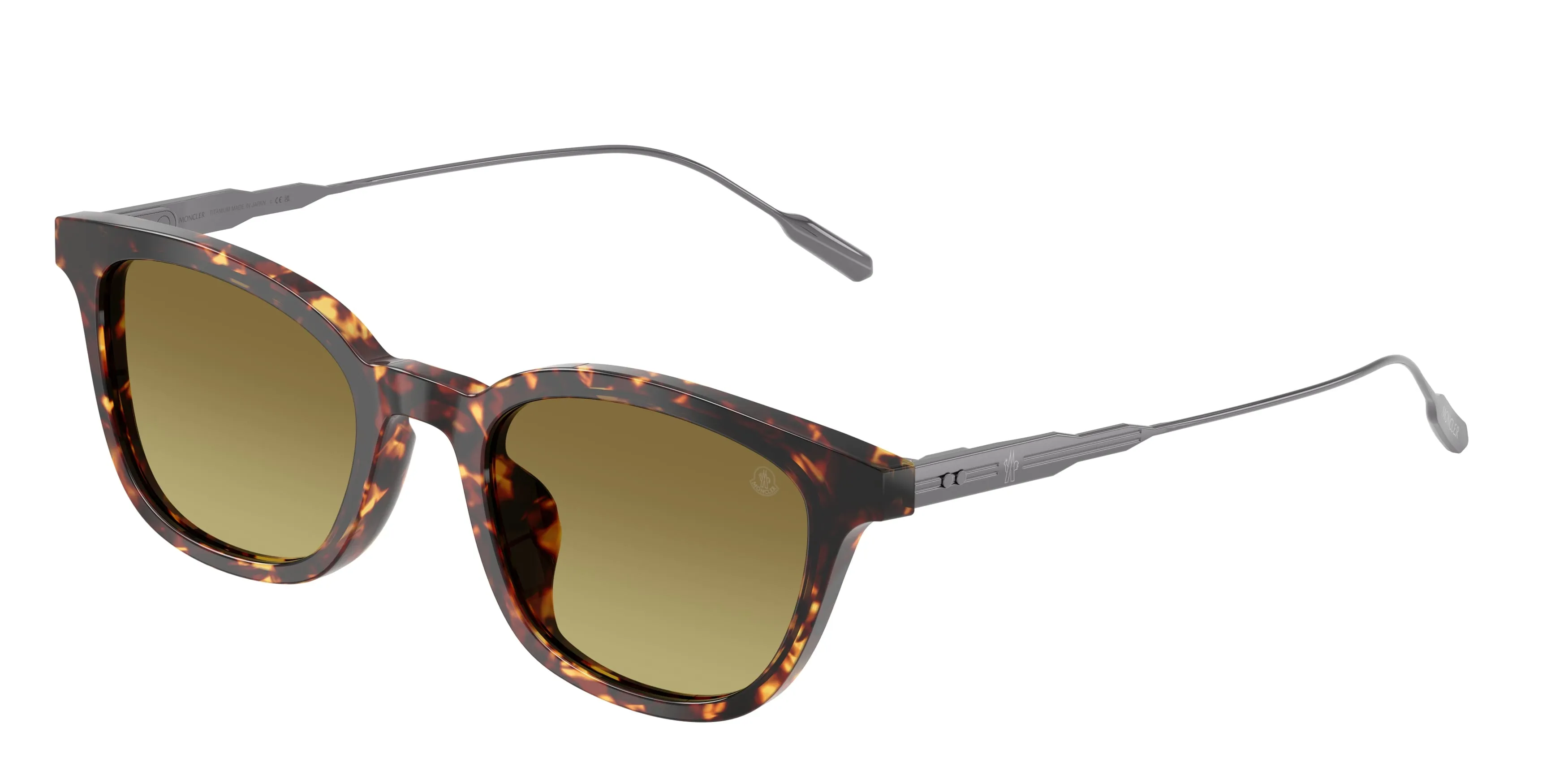 Moncler ME6027D LENTIS 30382A Occhiali da sole Acetato Marrone Verde Pantos Normale Sfumato - immagine 1