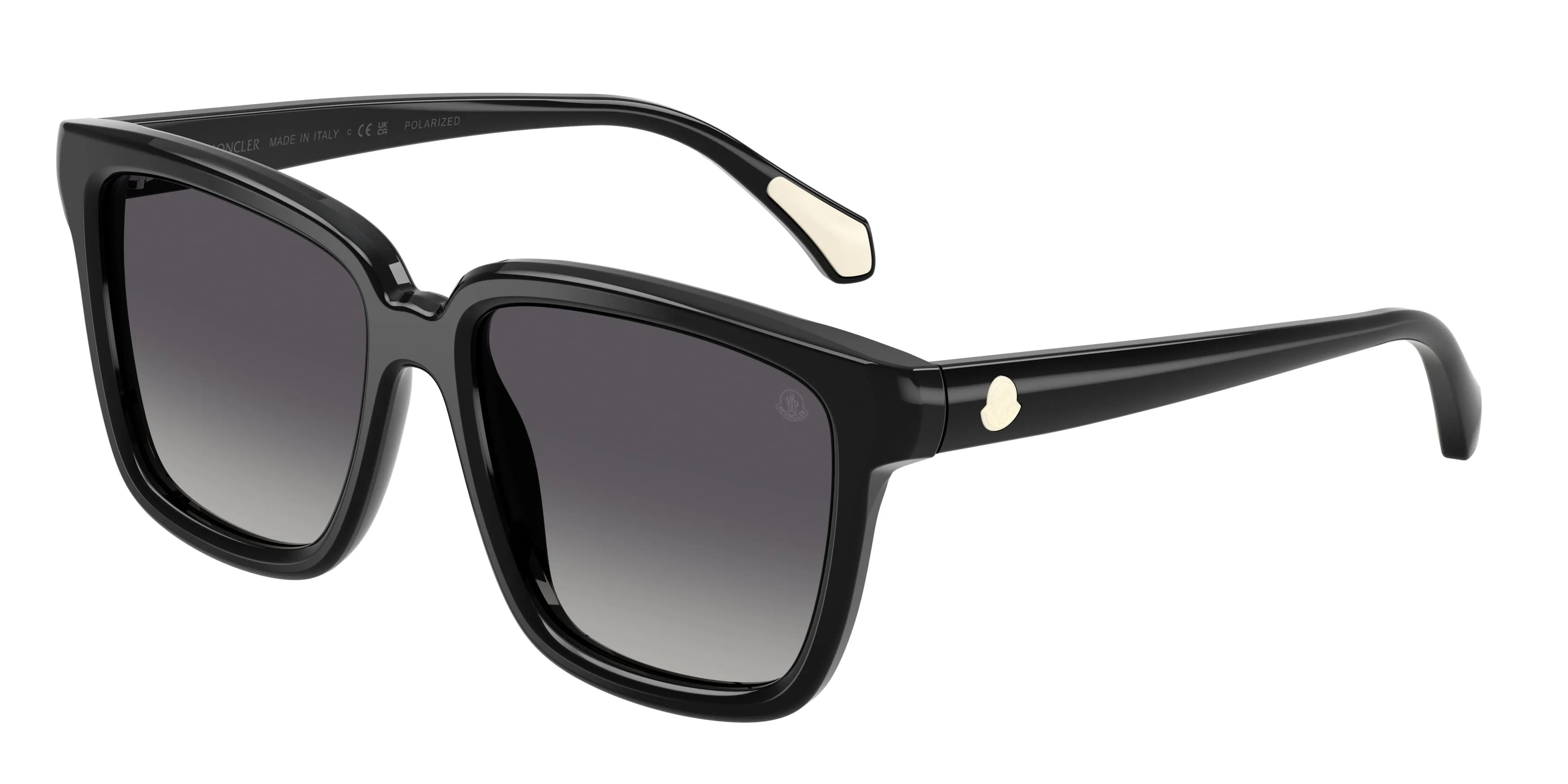 Moncler ME6026 CLASICO 3001T3 Occhiali da sole Acetato Nero Grigio Pillow Polarizzata Sfumato - immagine 1