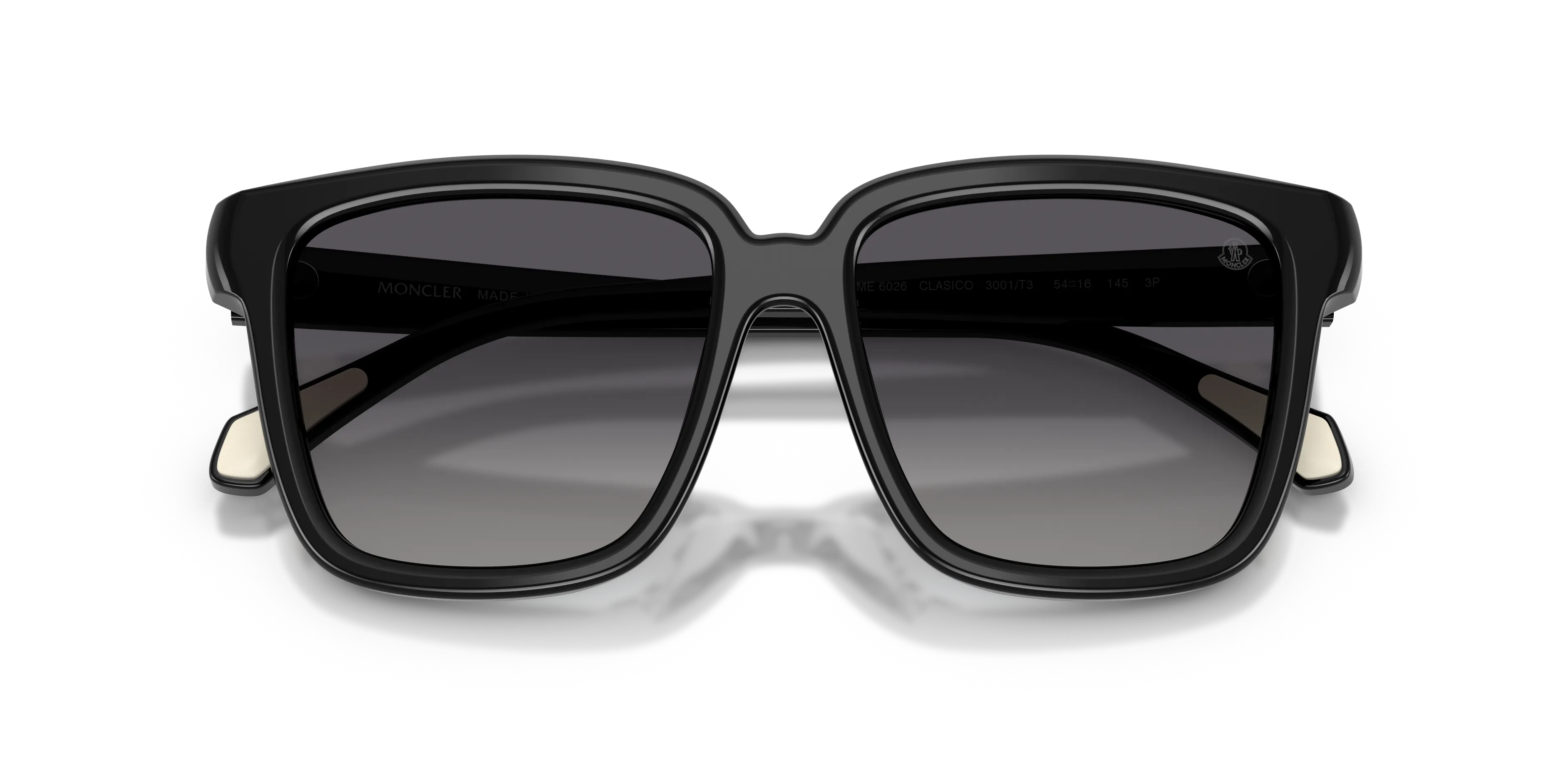 Moncler ME6026 CLASICO 3001T3 Occhiali da sole Acetato Nero Grigio Pillow Polarizzata Sfumato - immagine 2