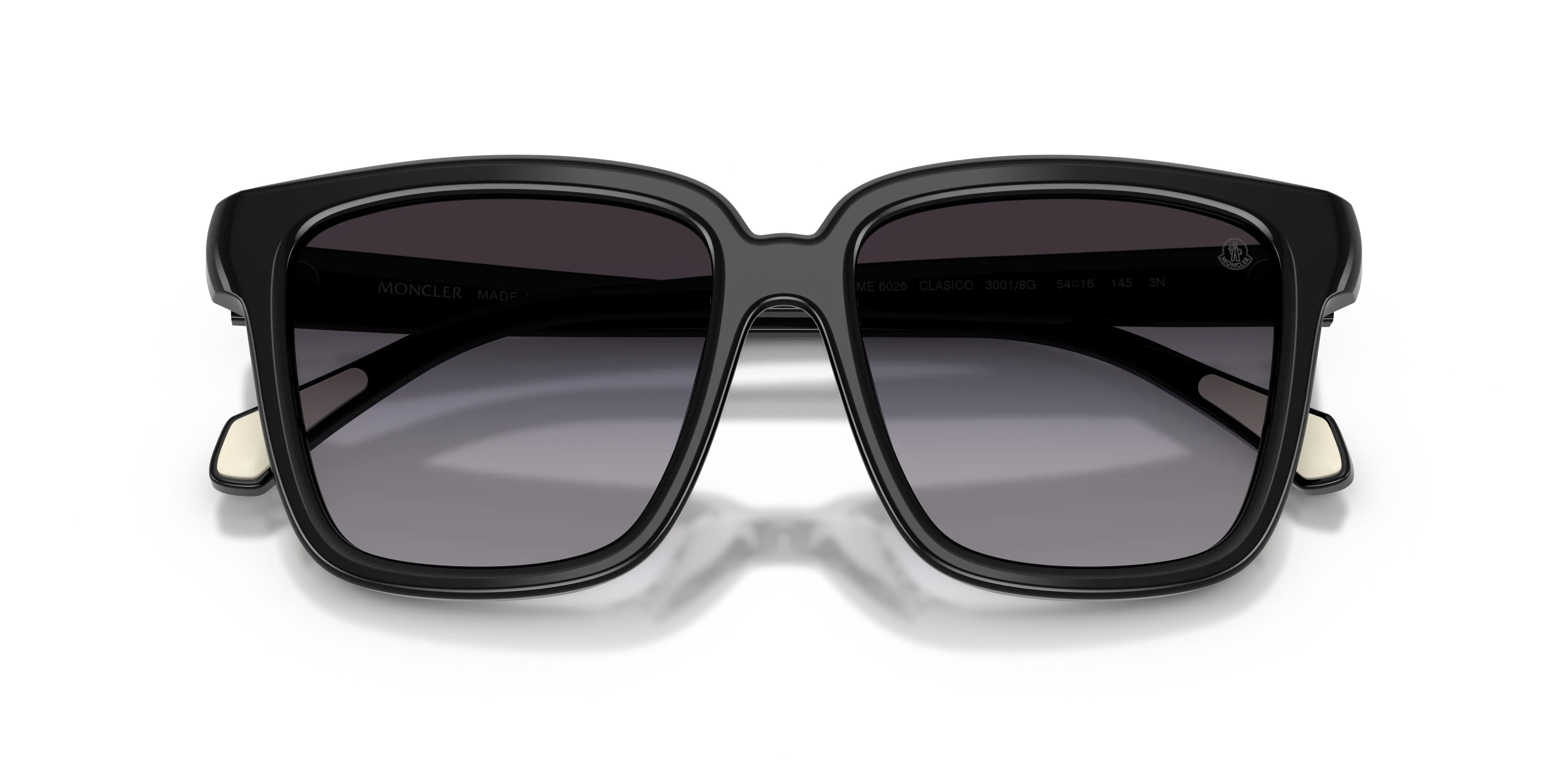 Moncler ME6026 CLASICO 30018G Occhiali da sole Acetato Nero Grigio Pillow Normale Sfumato - immagine 2