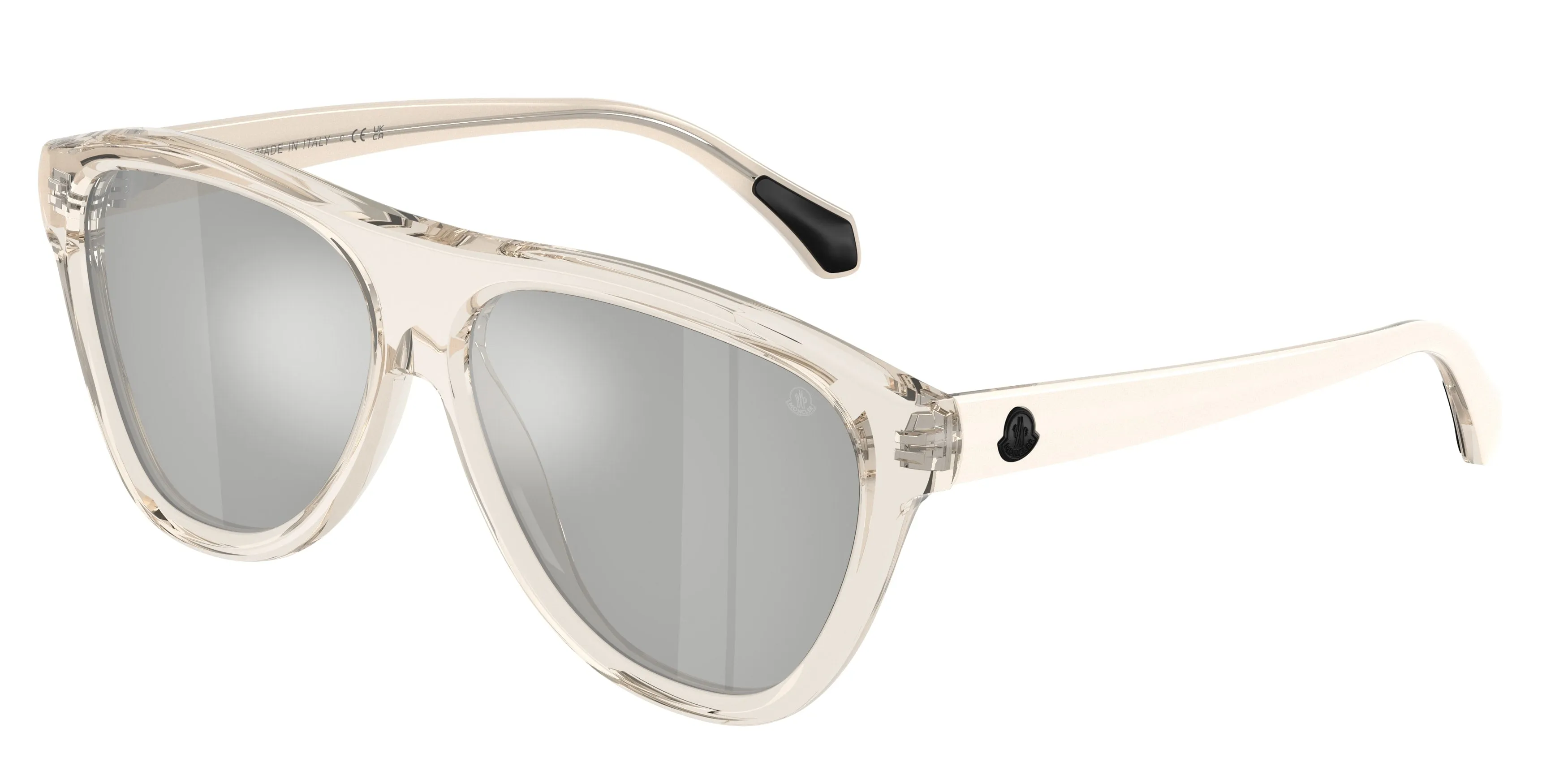 Moncler ME6025U INCLINE 30037I Occhiali da sole Acetato Bianco Argento Pilot Normale - immagine 1
