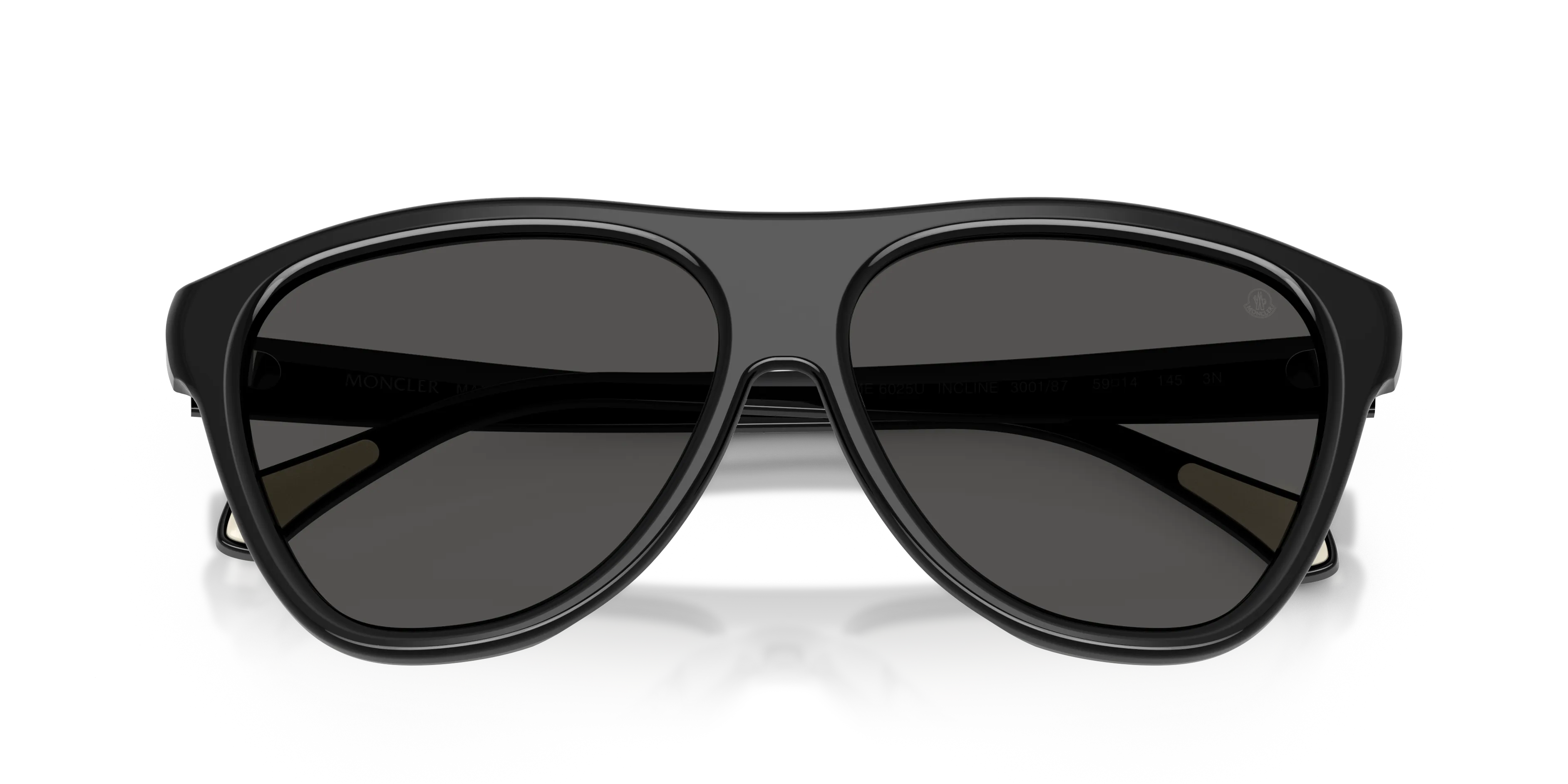 Moncler ME6025U INCLINE 300187 Occhiali da sole Acetato Nero Grigio Pilot Normale - immagine 2