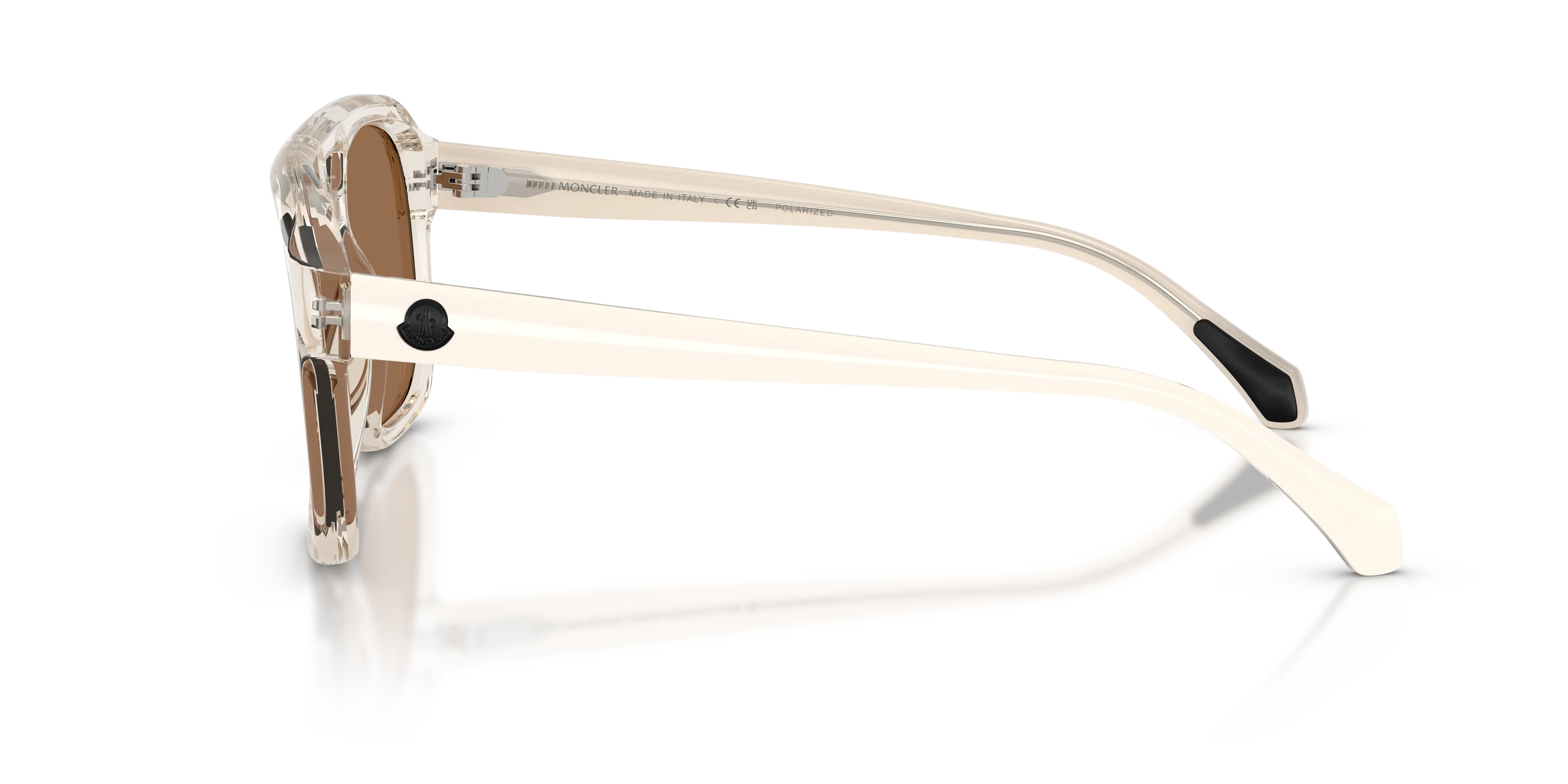 Moncler ME6024 VANTOS 30032T Occhiali da sole Acetato Bianco Marrone Pillow Polarizzata Specchiato - immagine 4