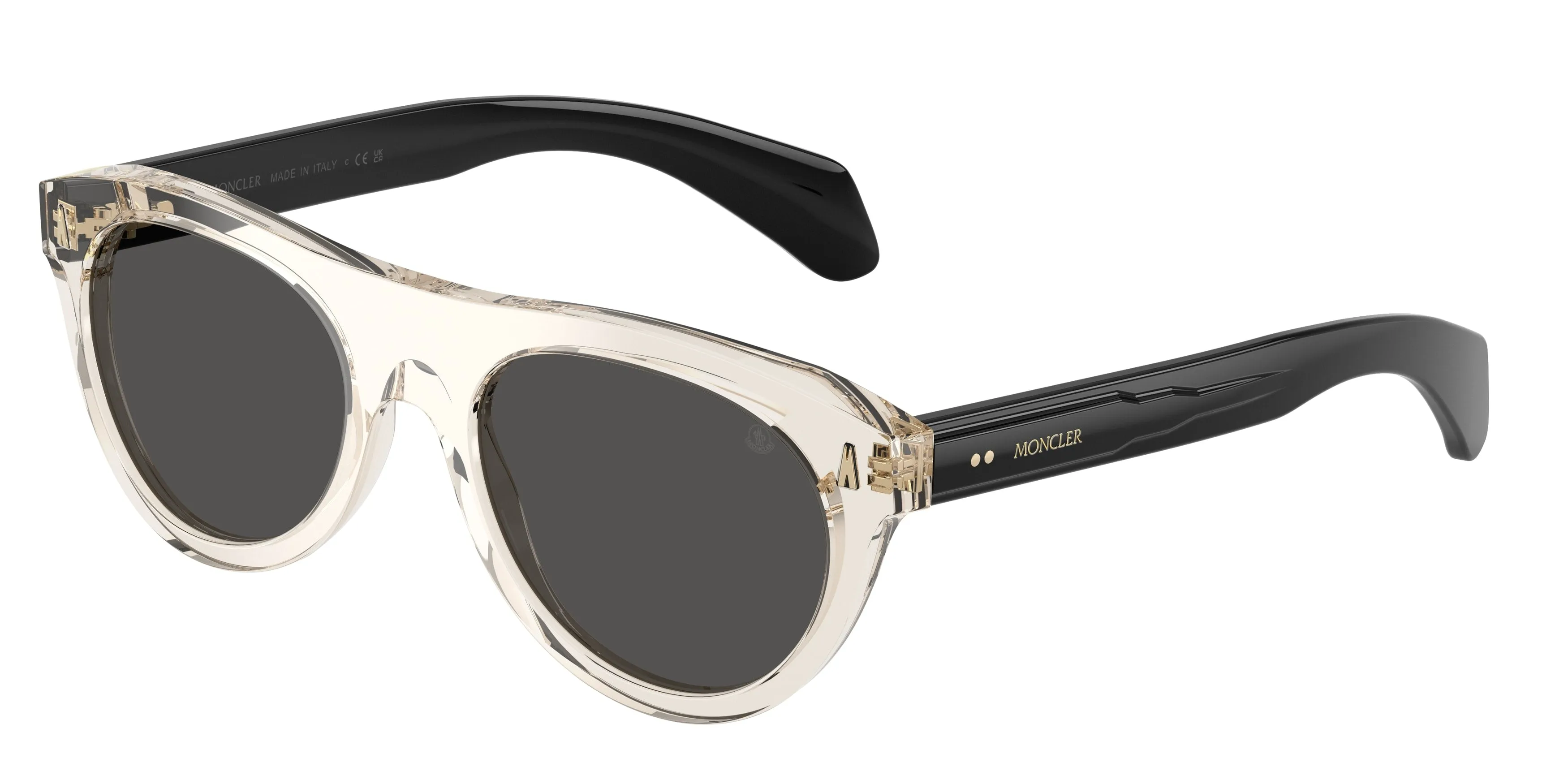 Moncler ME6022U SPLASH 300387 Occhiali da sole Acetato Bianco Grigio Rotonda Normale - immagine 1