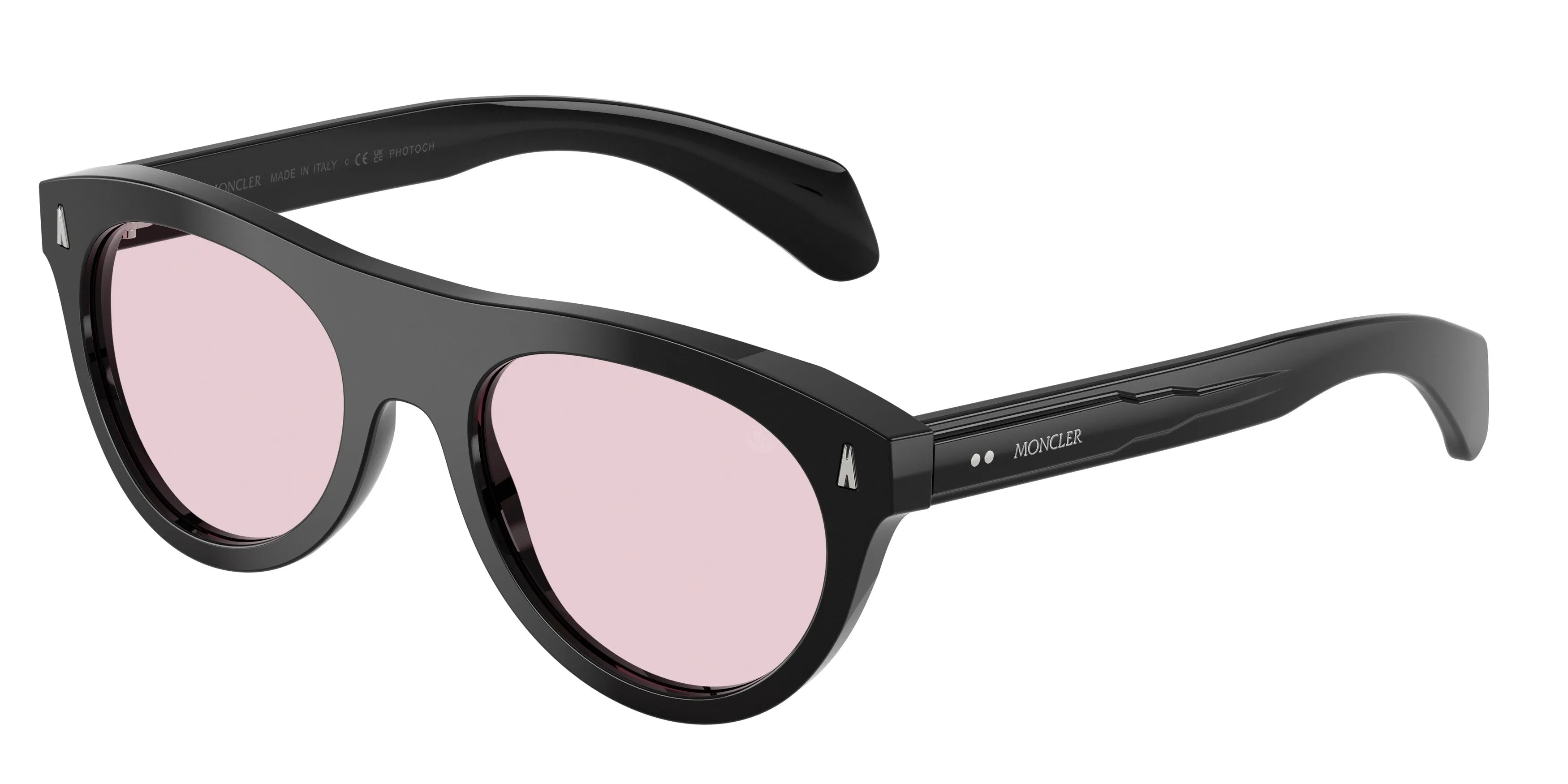 Moncler ME6022U SPLASH 3001P5 Occhiali da sole Acetato Nero Rosa Rotonda Fotocromatiche - immagine 1