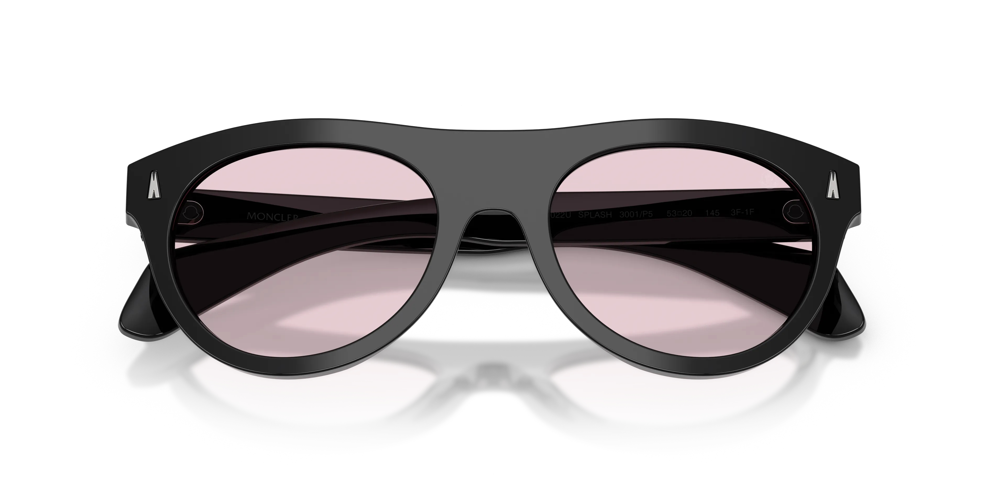 Moncler ME6022U SPLASH 3001P5 Occhiali da sole Acetato Nero Rosa Rotonda Fotocromatiche - immagine 2
