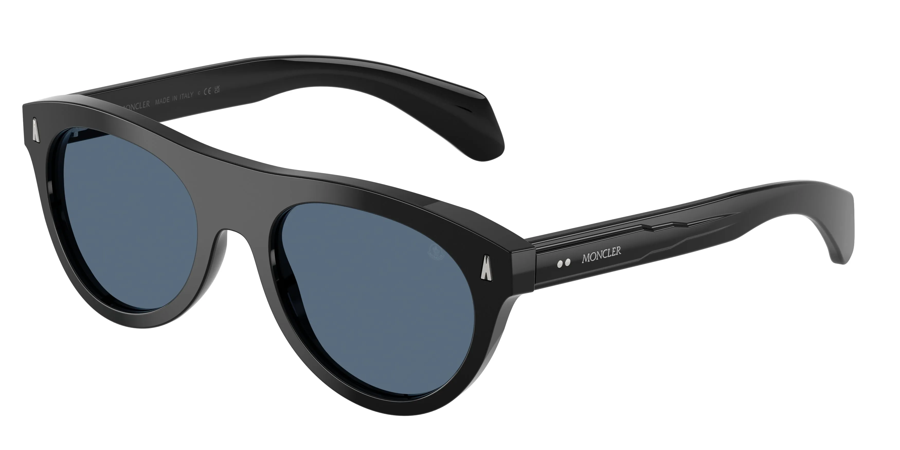 Moncler ME6022U SPLASH 300180 Occhiali da sole Acetato Nero Blu Rotonda Normale - immagine 1