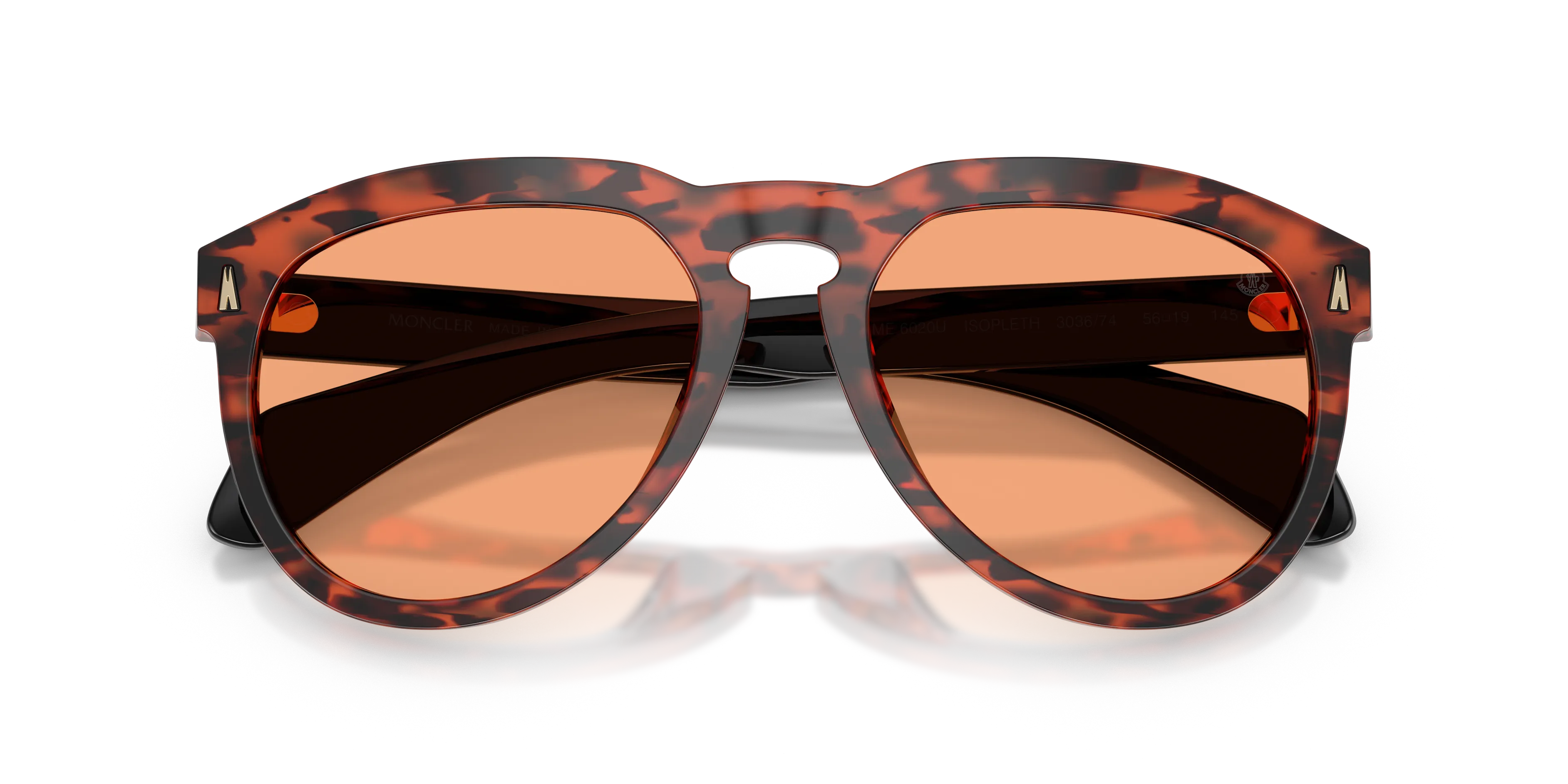 Moncler ME6020U ISOPLETH 303674 Occhiali da sole Acetato Tartaruga Arancione Pilot Normale - immagine 2