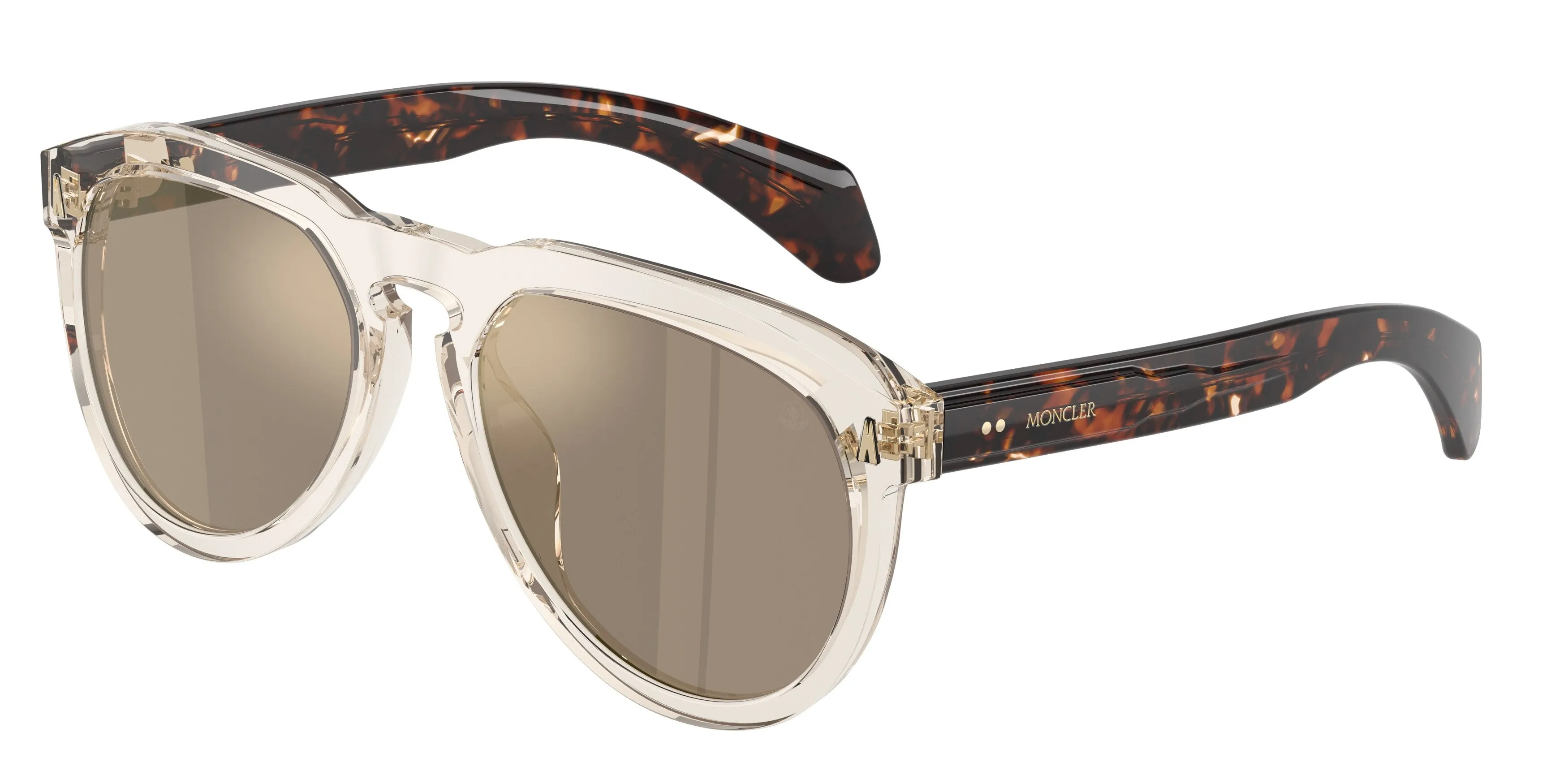 Moncler ME6020U ISOPLETH 30035A Occhiali da sole Acetato Bianco Oro Pilot Normale - immagine 1