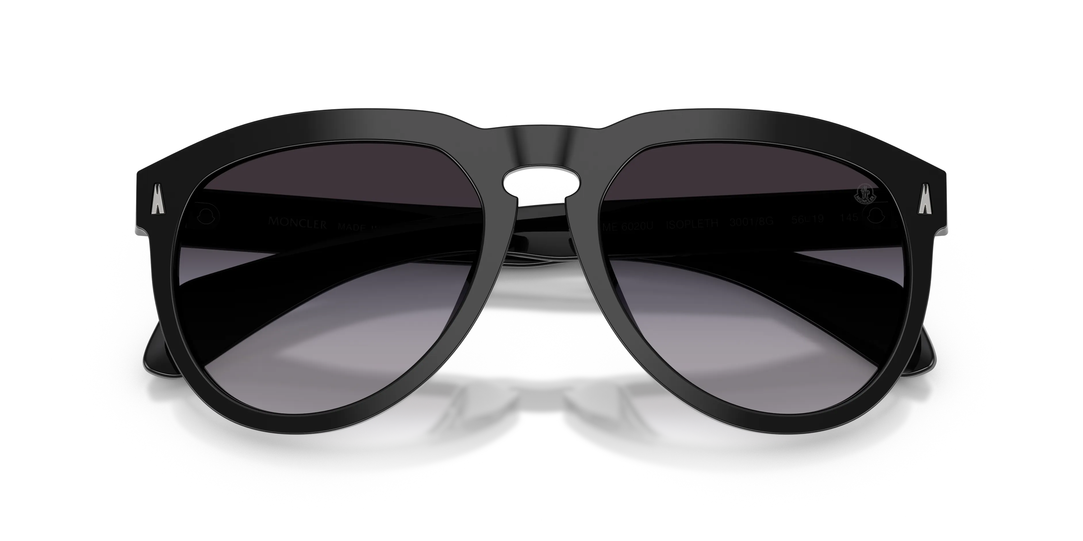 Moncler ME6020U ISOPLETH 30018G Occhiali da sole Acetato Nero Grigio Pilot Normale Sfumato - immagine 2