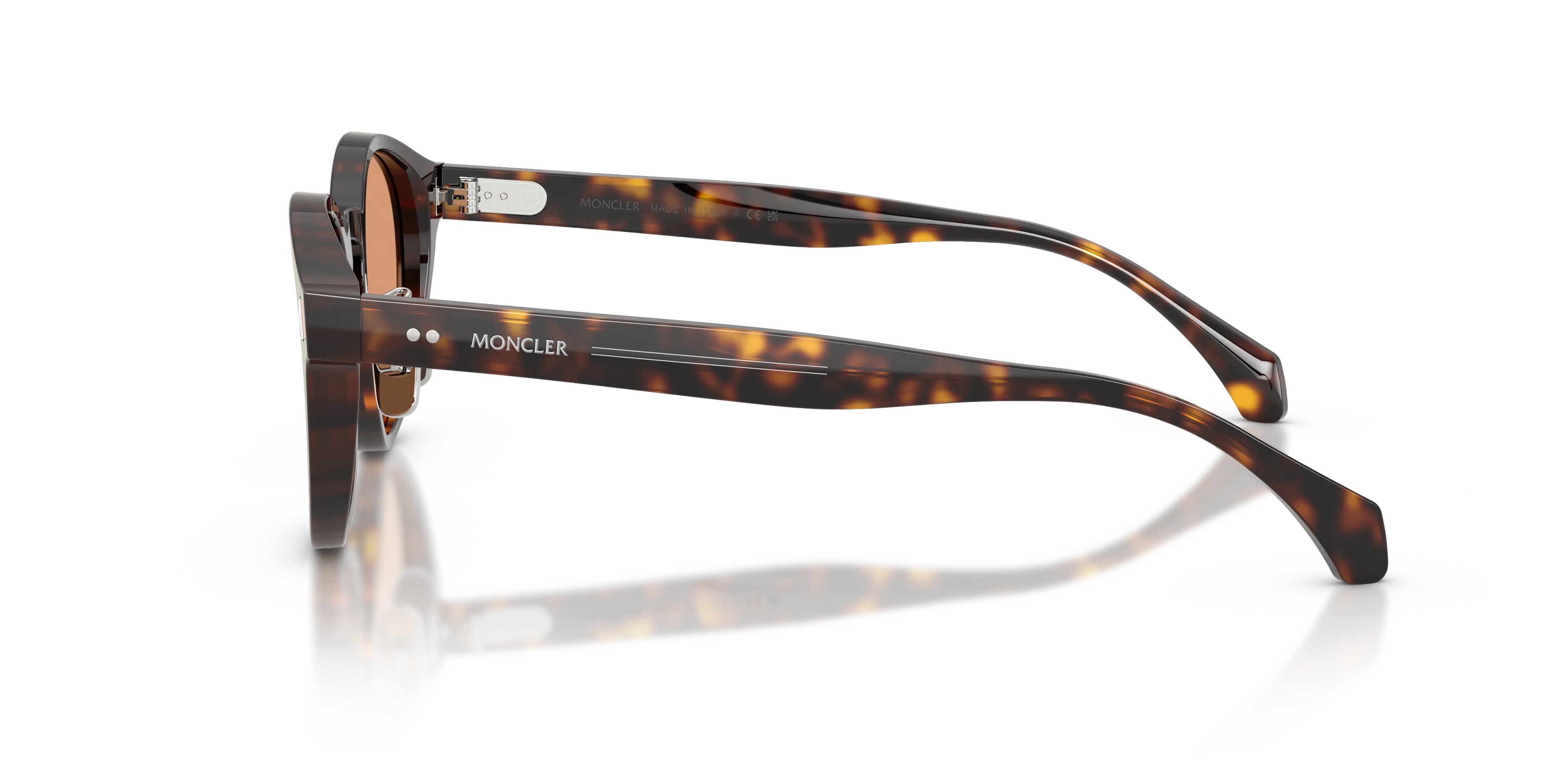 Moncler ME6017D EMBER 3002/7 Occhiali da sole Acetato Tartaruga Marrone Rotonda Normale - immagine 4