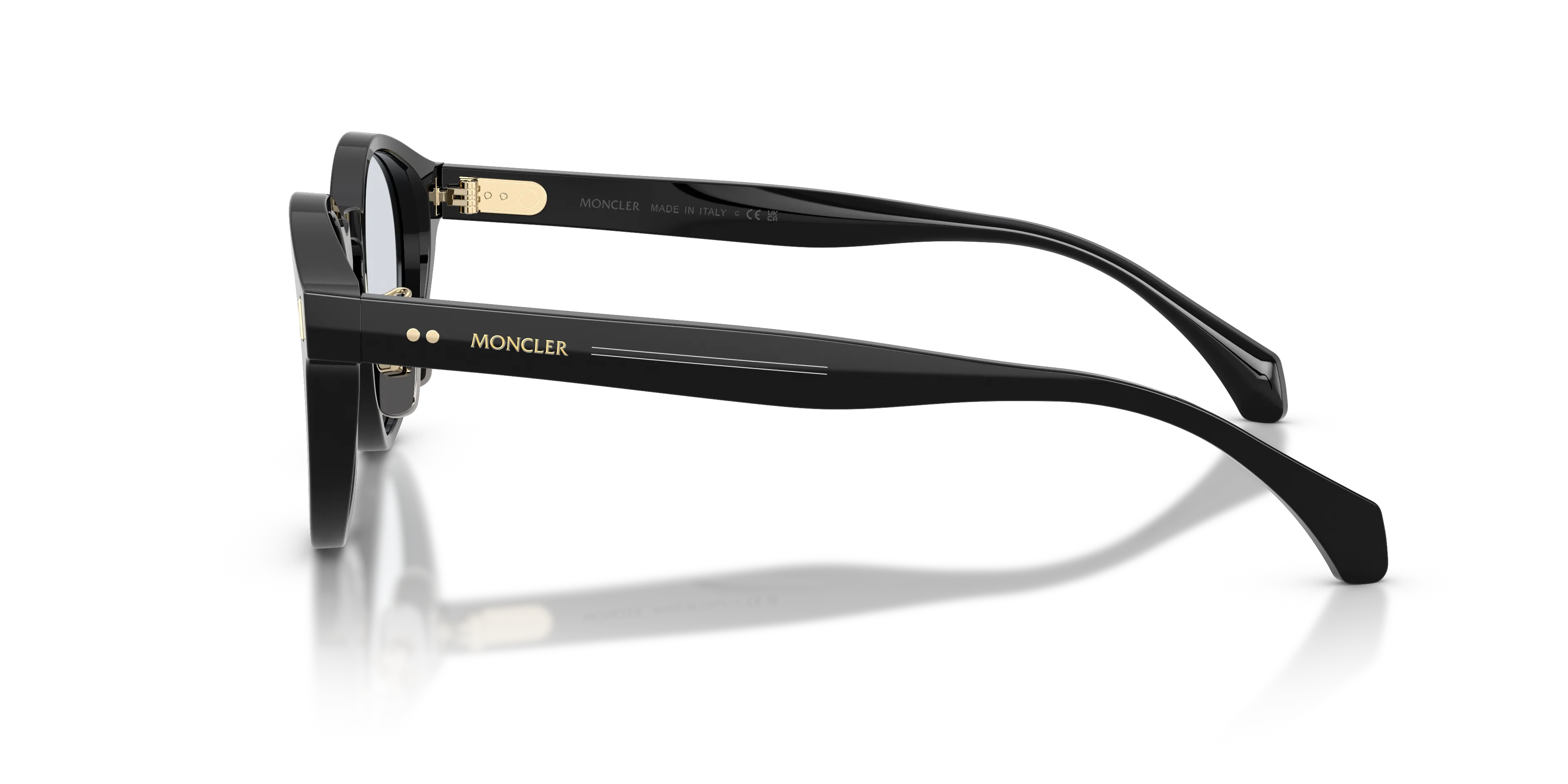 Moncler ME6017D EMBER 300172 Occhiali da sole Acetato Nero Azzurro Rotonda Normale - immagine 4