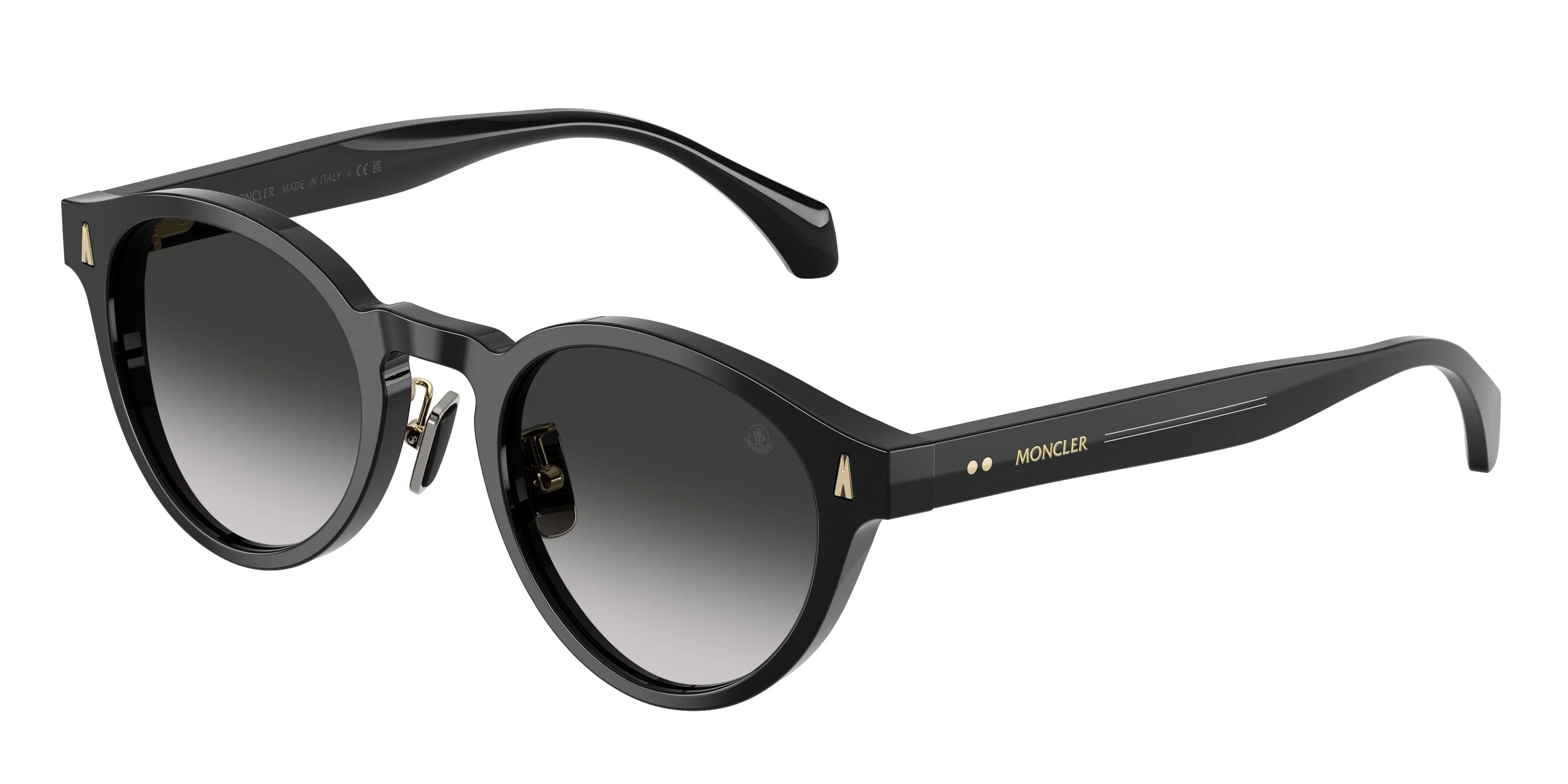 Moncler ME6017D EMBER 30013C Occhiali da sole Acetato Nero Nero Rotonda Normale Sfumato - immagine 1
