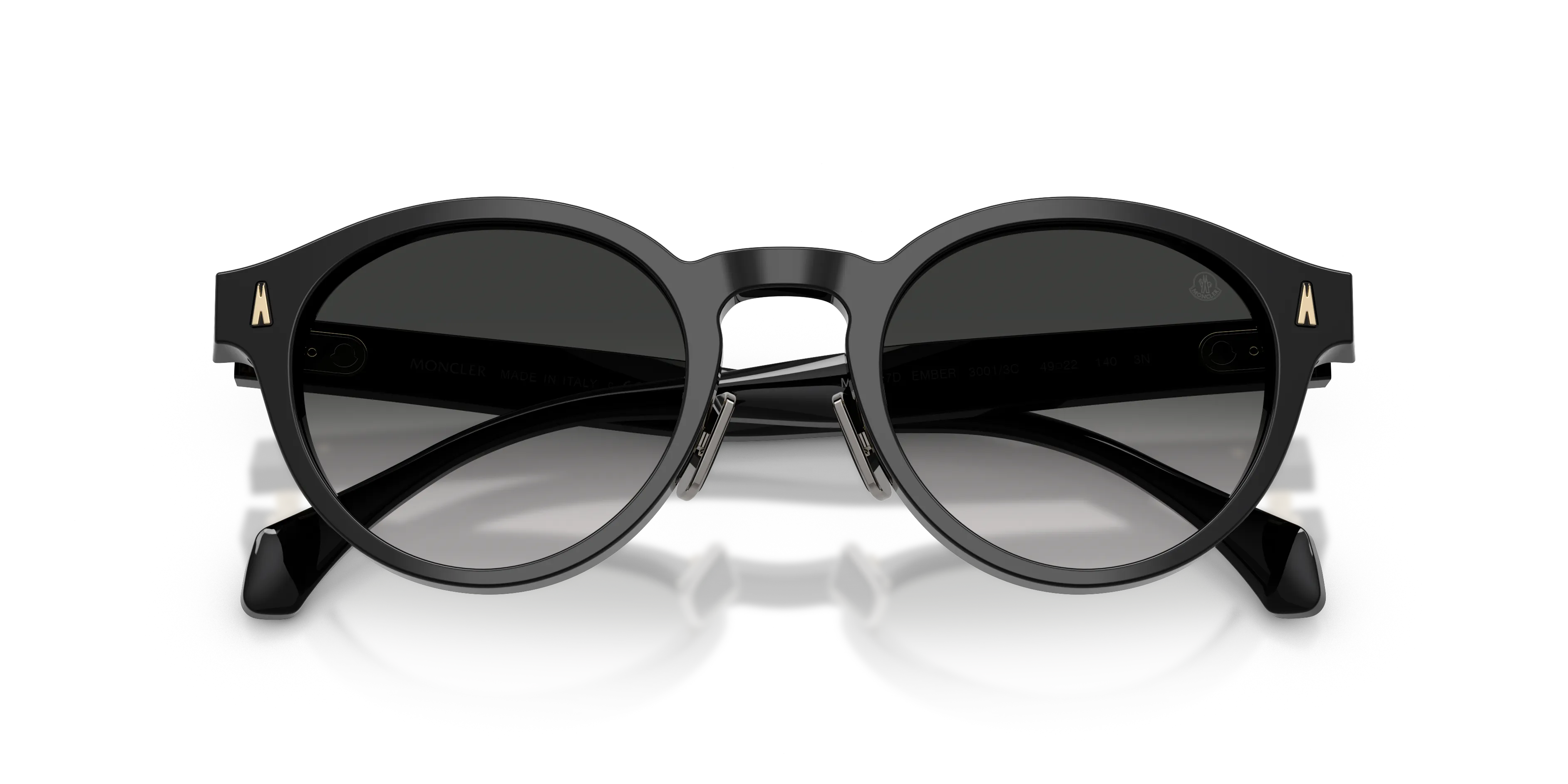 Moncler ME6017D EMBER 30013C Occhiali da sole Acetato Nero Nero Rotonda Normale Sfumato - immagine 2