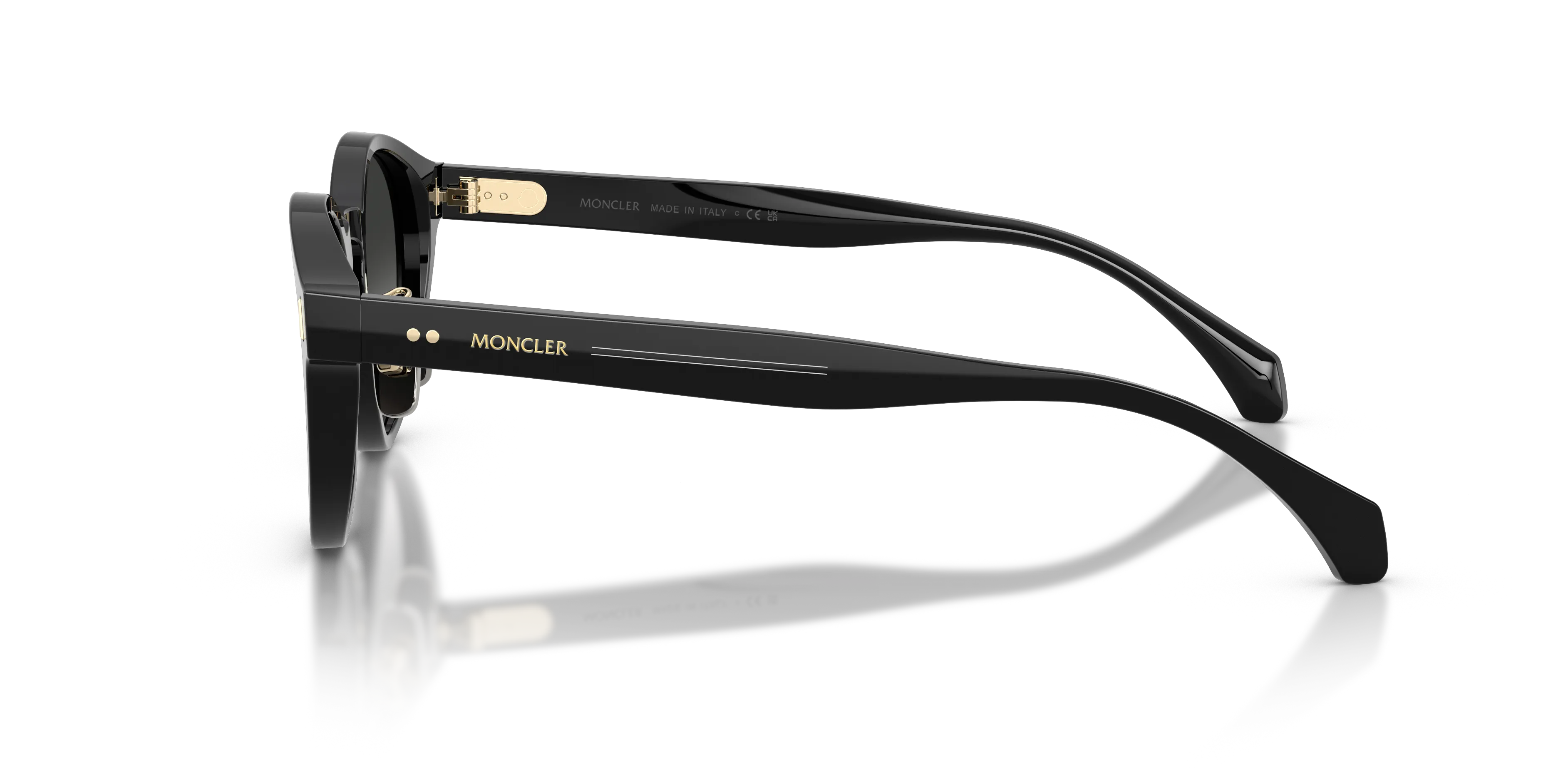 Moncler ME6017D EMBER 30013C Occhiali da sole Acetato Nero Nero Rotonda Normale Sfumato - immagine 4