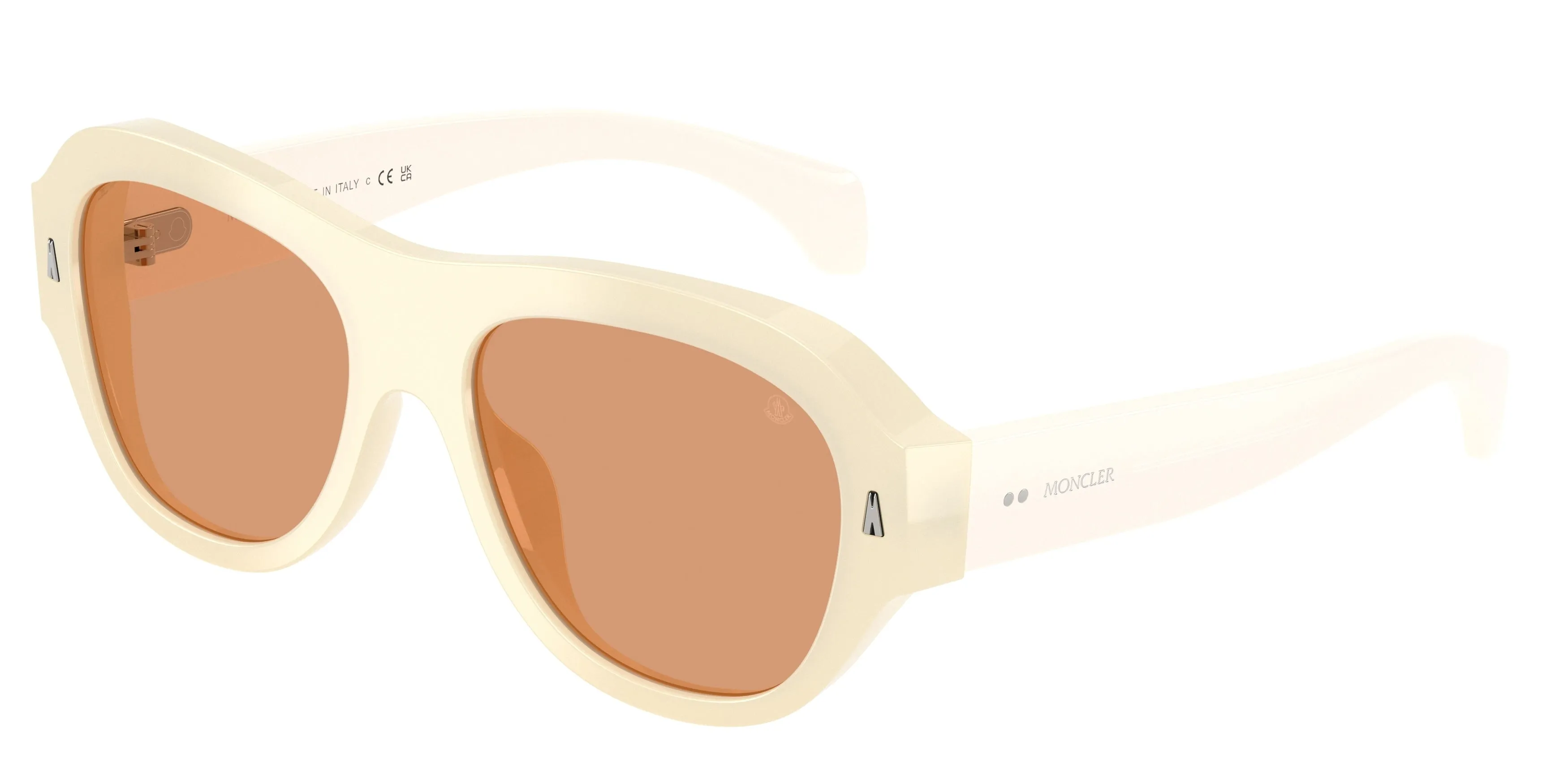 Moncler ME6015U ELEVANE 3035/7 Occhiali da sole Acetato Bianco Marrone Geometrica Normale - immagine 1