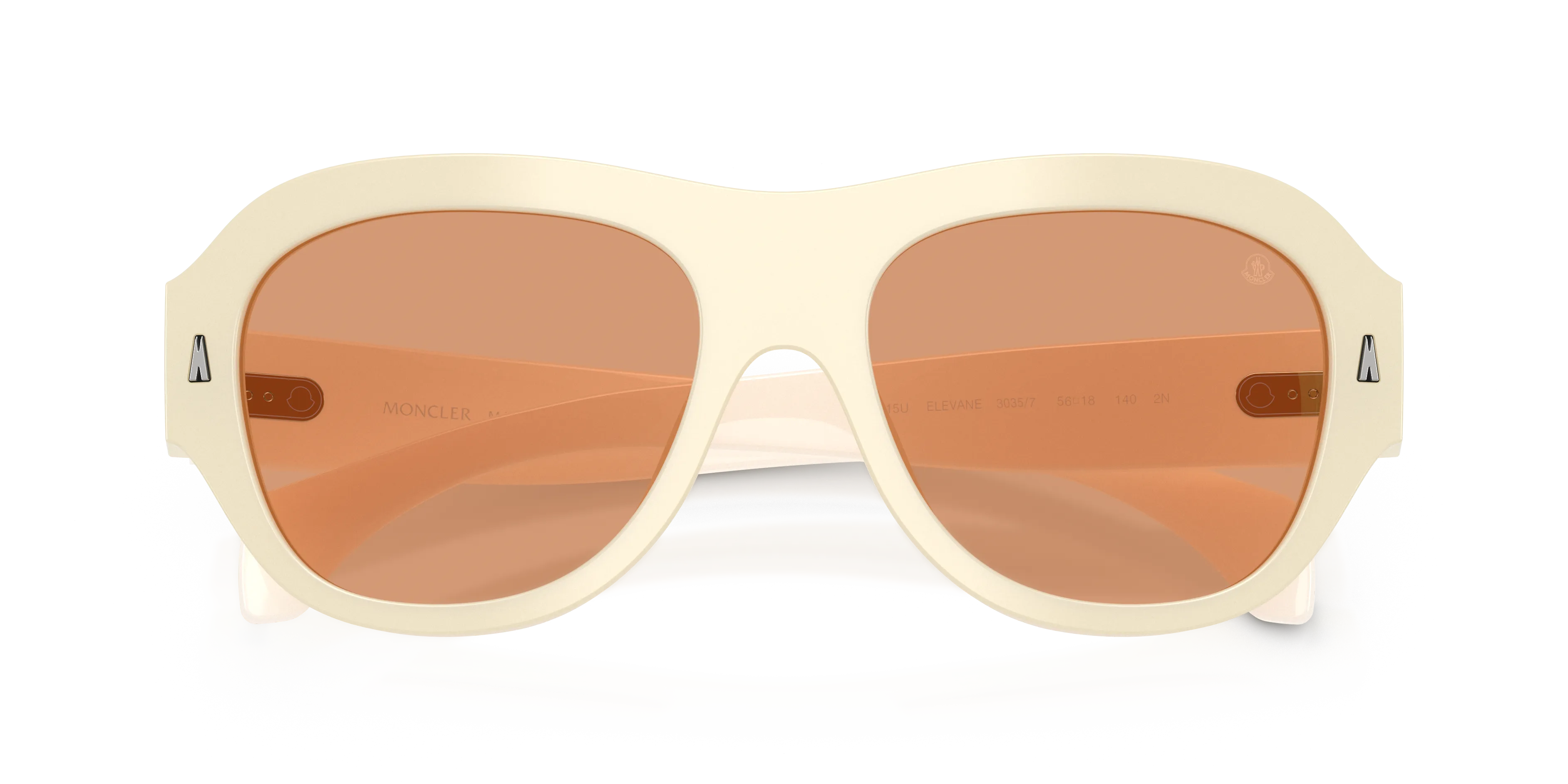 Moncler ME6015U ELEVANE 3035/7 Occhiali da sole Acetato Bianco Marrone Geometrica Normale - immagine 2
