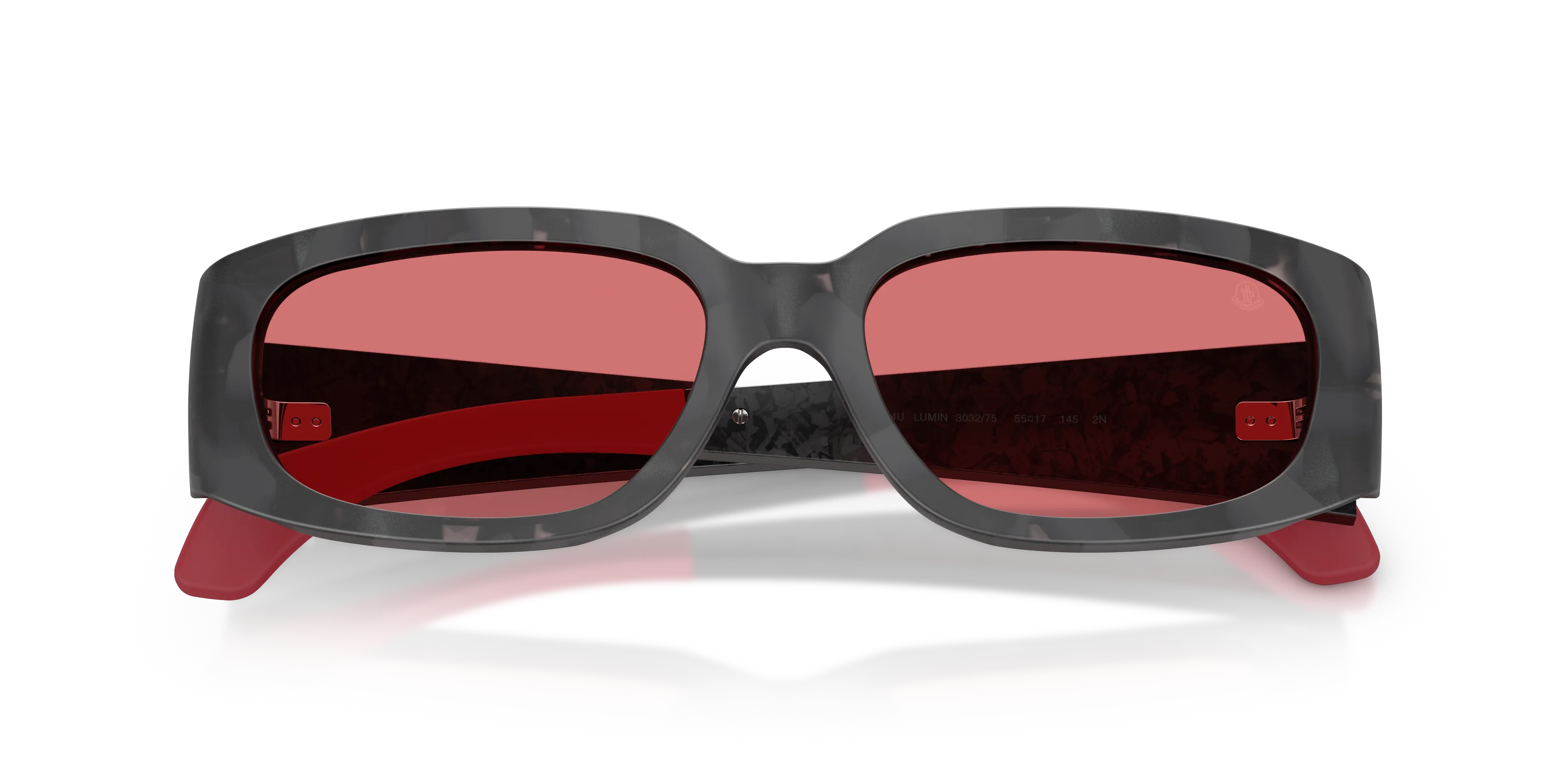 Moncler ME6014U LUMIN 303275 Occhiali da sole Acetato Nero Rosa Squadrata Normale - immagine 2