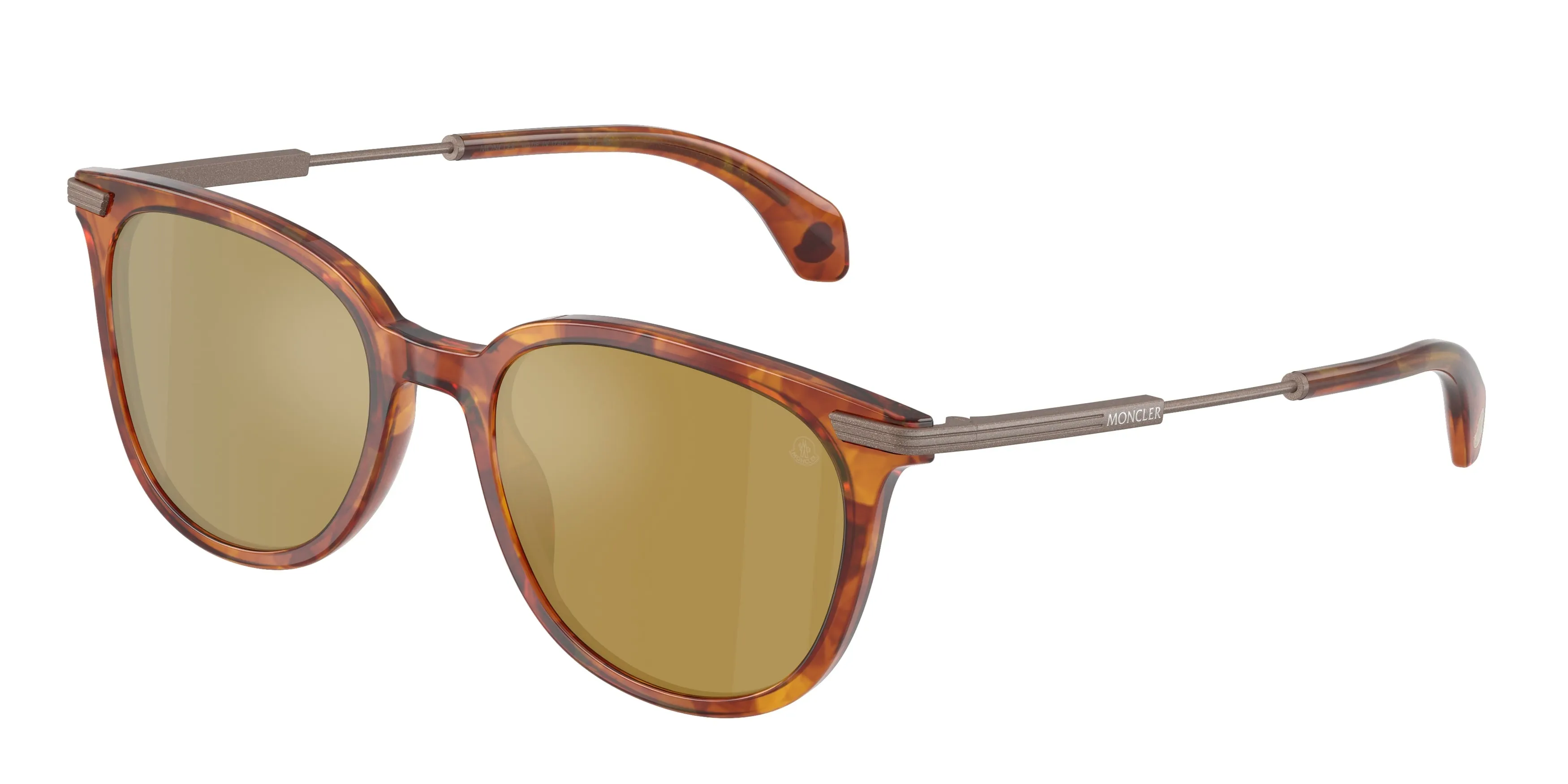 Moncler ME6013 KORRA 300475 Occhiali da sole Acetato Tartaruga Verde Rotonda Normale Specchiato - immagine 1