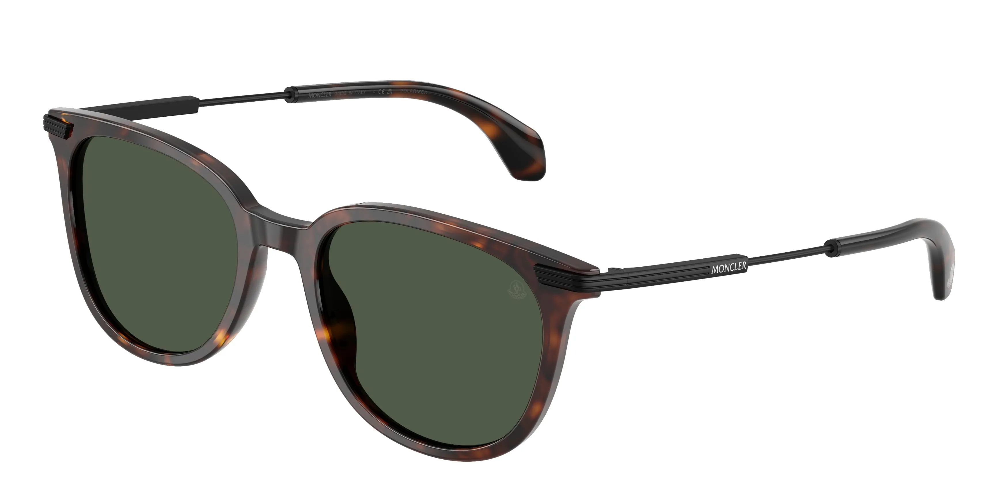 Moncler ME6013 KORRA 30029A Occhiali da sole Acetato Tartaruga Verde Rotonda Polarizzata - immagine 1