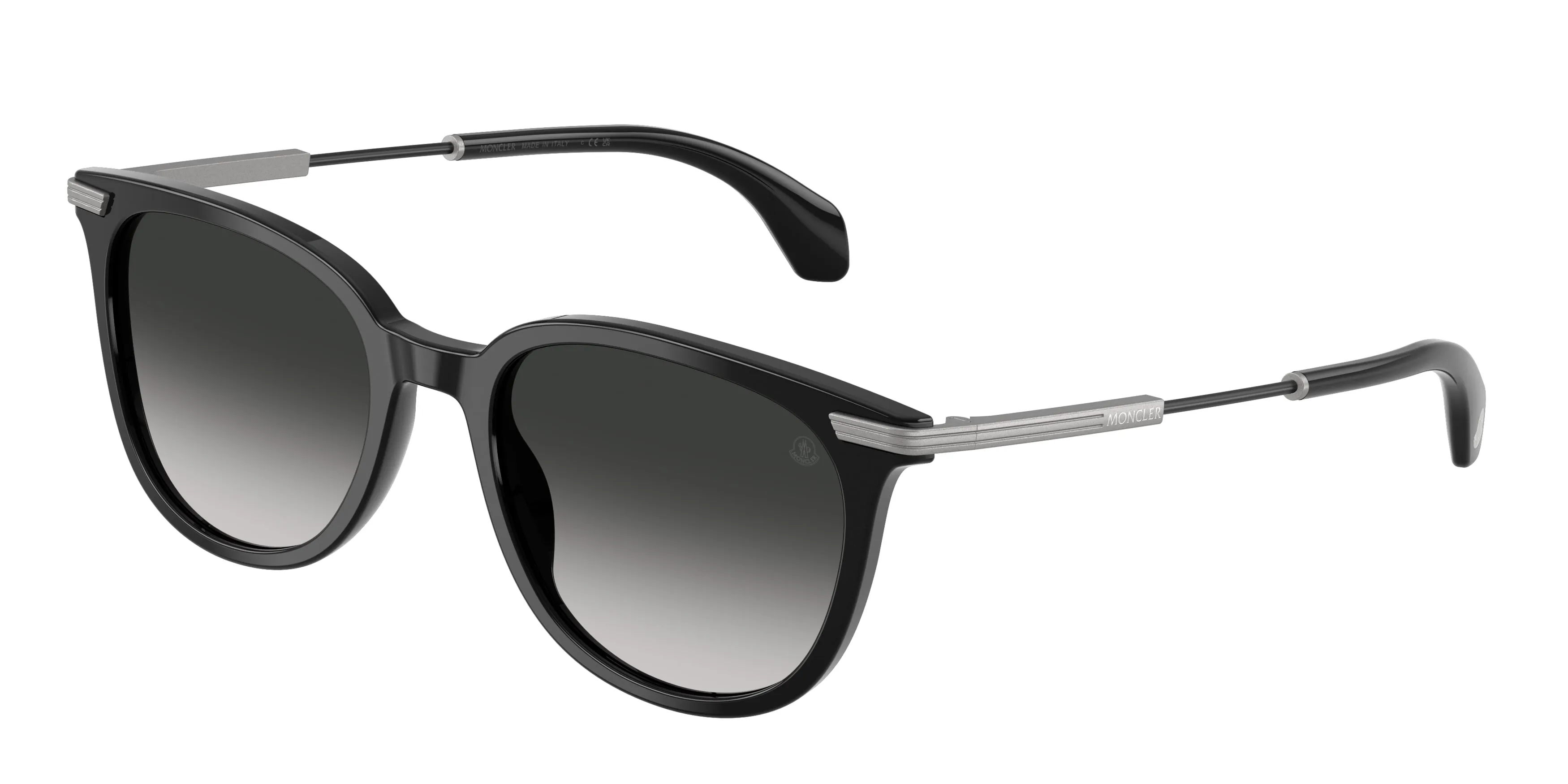 Moncler ME6013 KORRA 30013C Occhiali da sole Acetato Nero Grigio Rotonda Normale Sfumato - immagine 1
